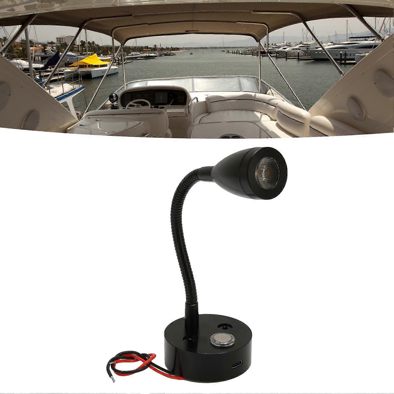 RV LED Bedside Light USB Type C 3 Color Temperature Dimmable Touch Switch Good Heat Dissipation Rust Proof RV Reading Lamp for Boat Truck Cars DC12‑2