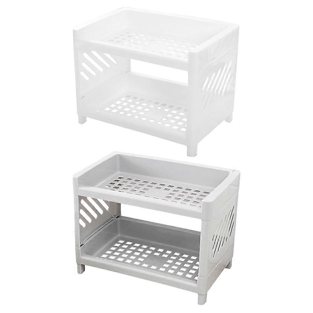 Kitchen Dual-layer Stand Multi-functional Storage for Household Users 24.3X18.5X15.2CM 2Pcs