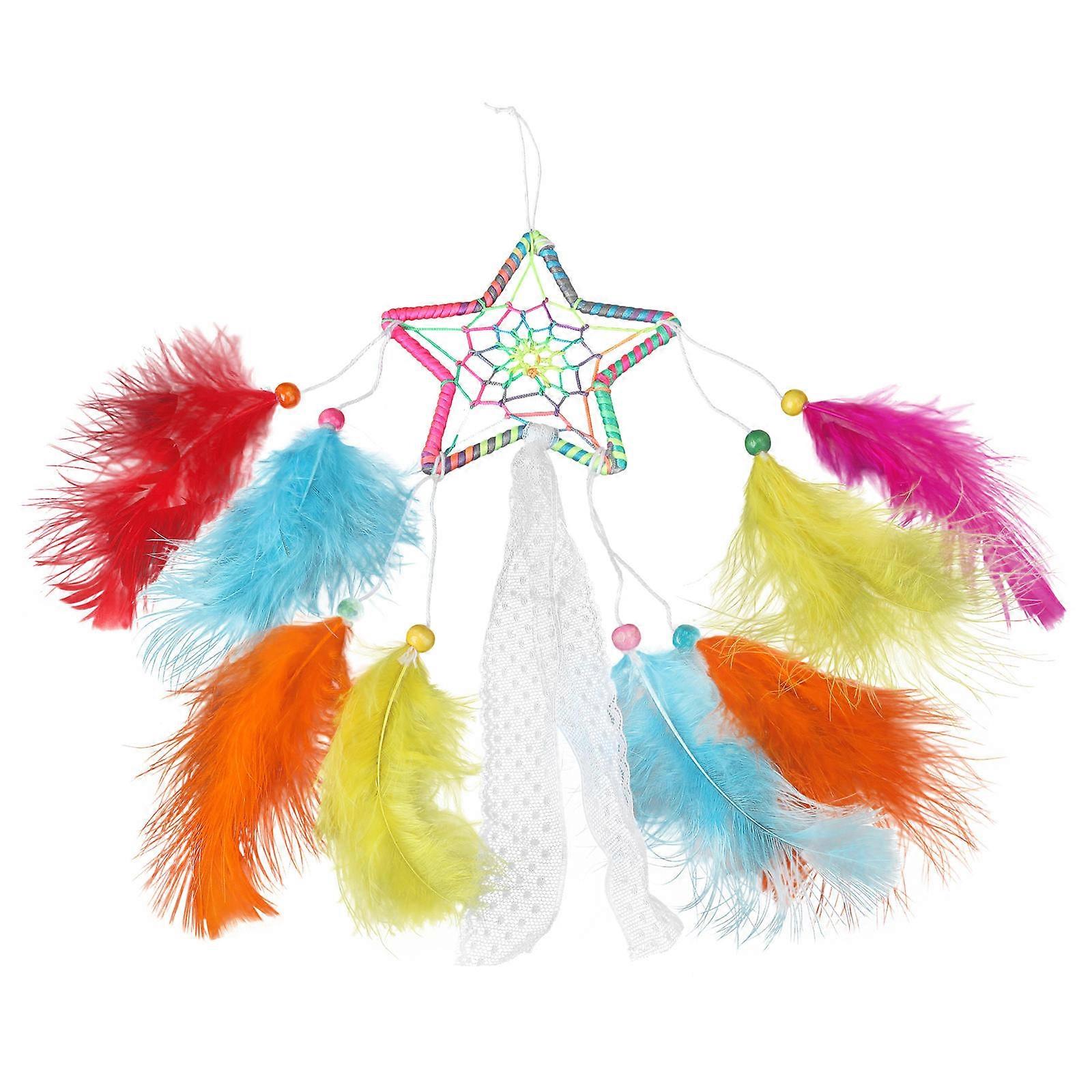 Wall Hanging Dreamcatcher Craft Iron Ribbon Material Pentagram Pendant Homeowners Party present 1Set