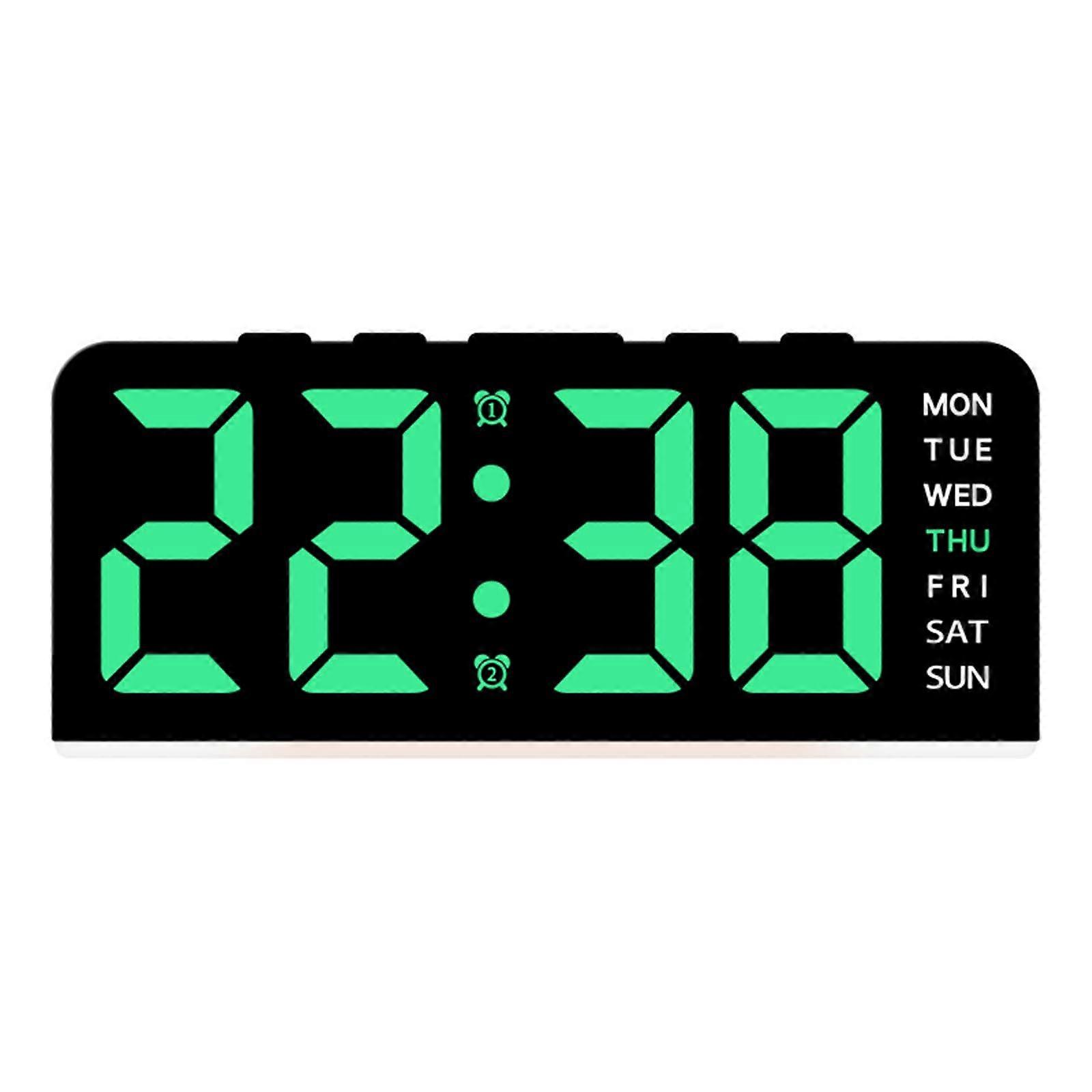 LED Night Light and Alarm Clock with 2 Alarms, Temperature Display, Adjustable Brightness Lamp for Students and Family