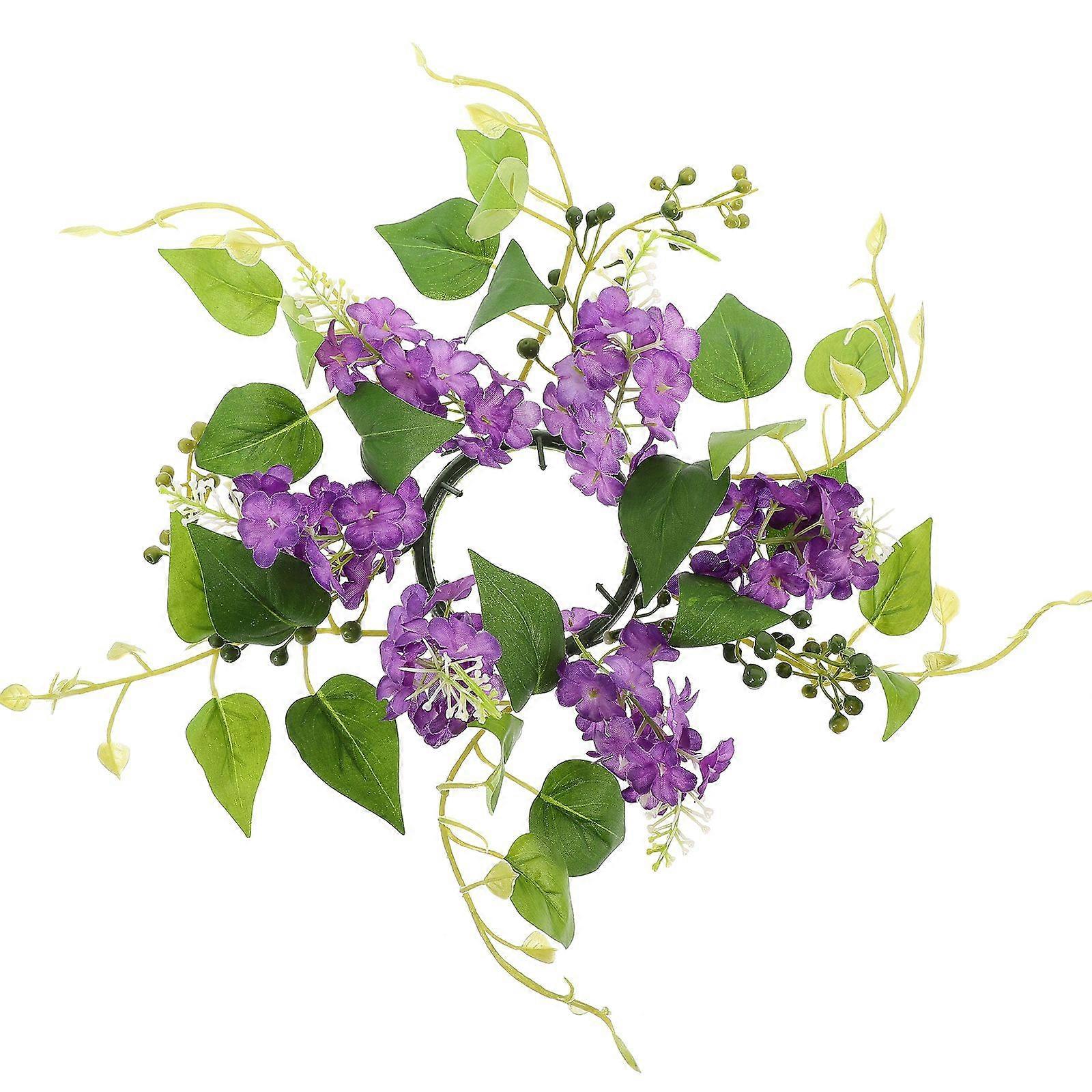 Candle Ring Wreath Artificial Flower Leaf Candle Ring for Wedding Table Party Decoration