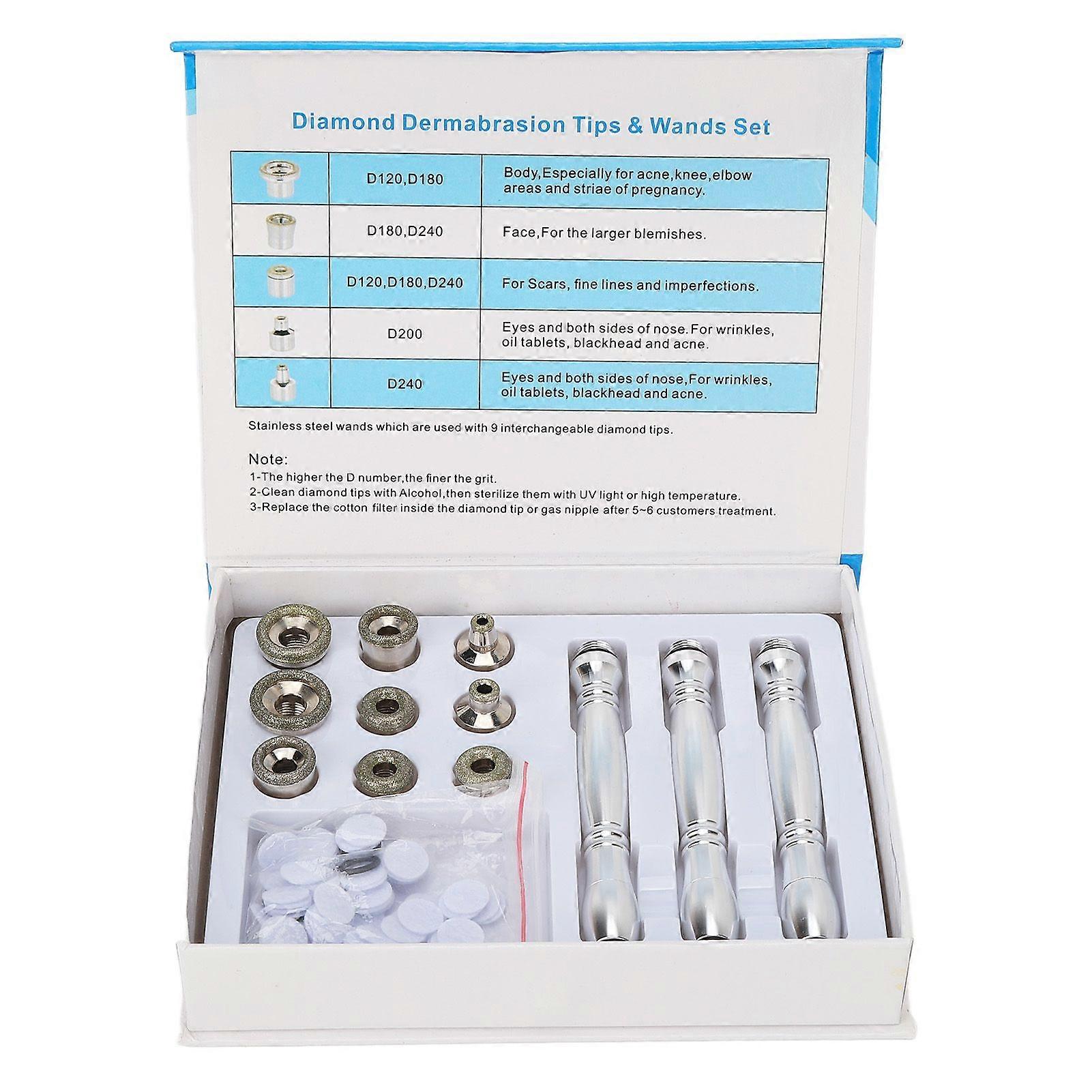 2025 Latest Model 12pcs Set Microdermabras Dermabrasion Replacement Tips Wands...