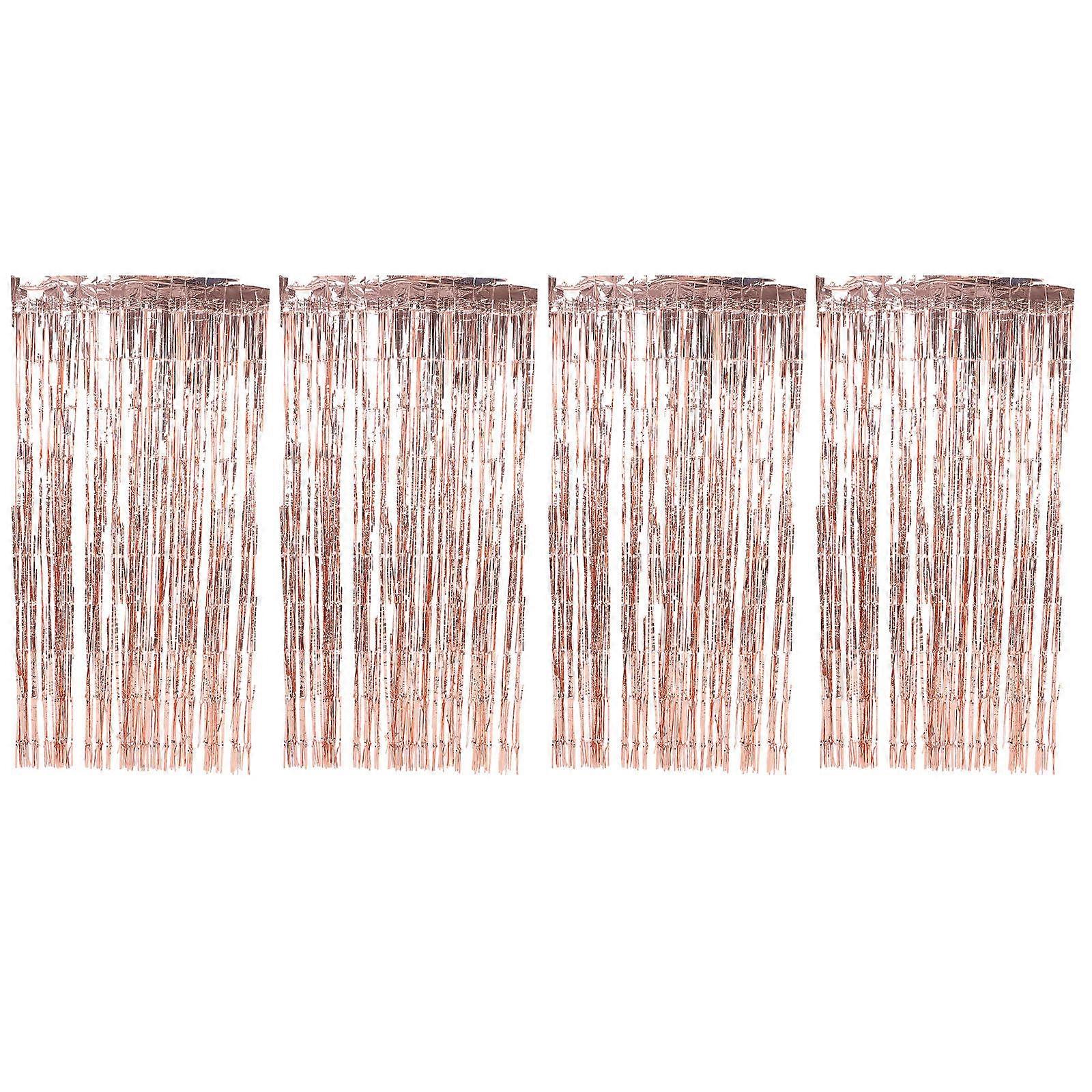 Tinsel Fringe Curtain Metallic Shiny Effect Engagement Party Decorations Foil Backdrop 200cm x 100cm 4Pcs