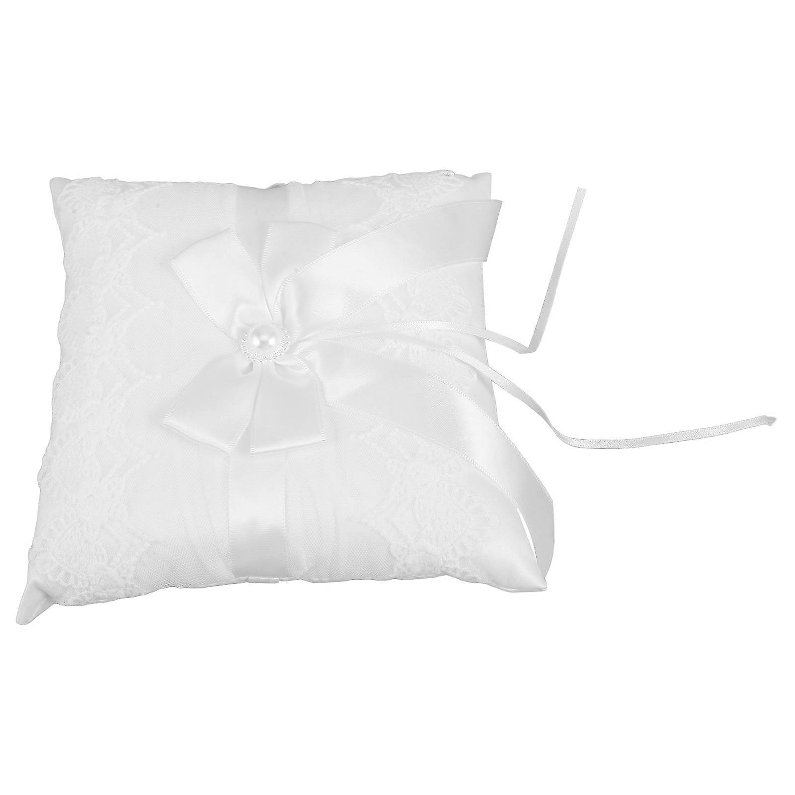 Decorative Piece Wedding Ring Pillow Rectangular Shape White Color For Brides And Couples 19.00X18.70X6.80CM