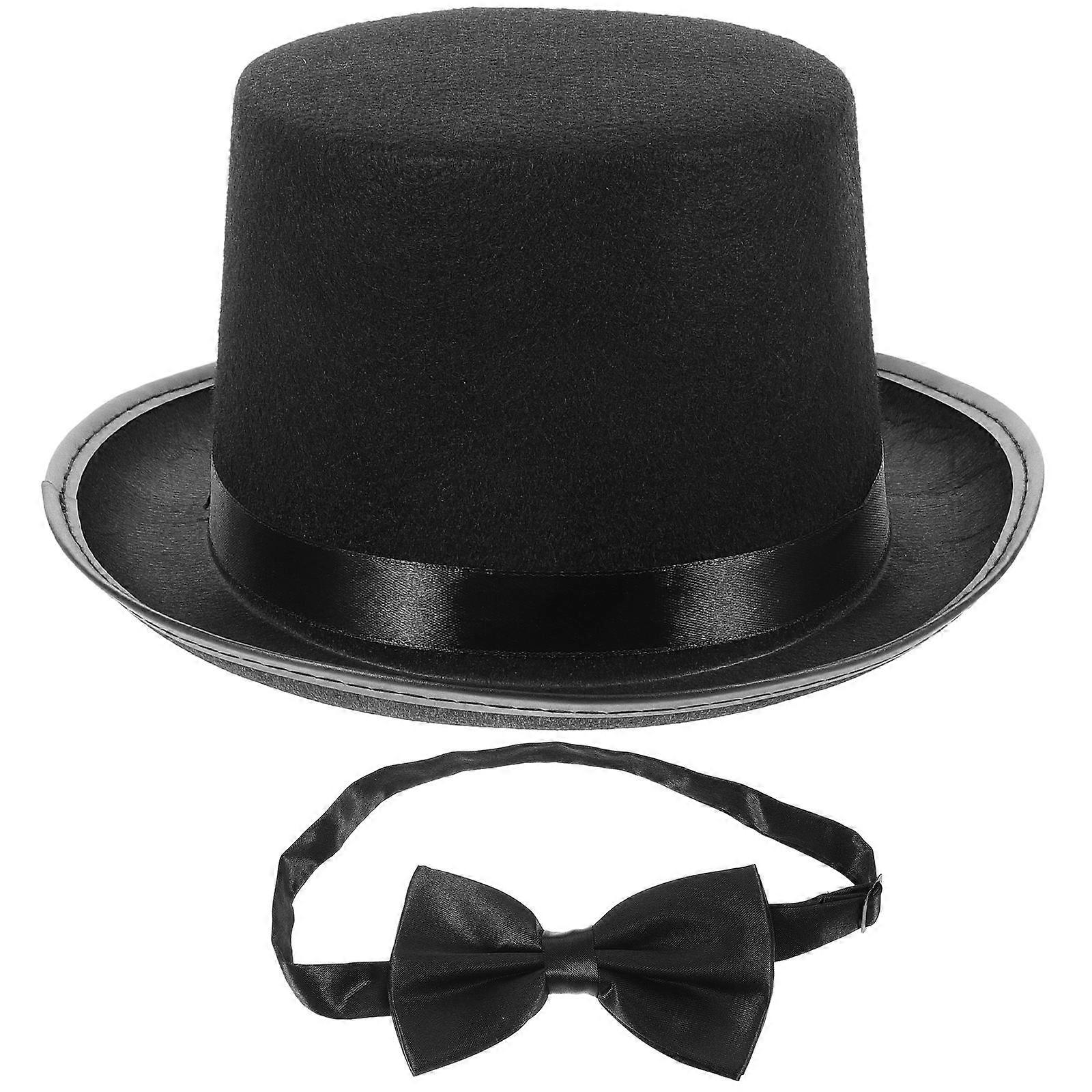 Role-Playing Detective Costume Accessory Curled Brim Hat Bowtie Halloween Stage Performance 1Set