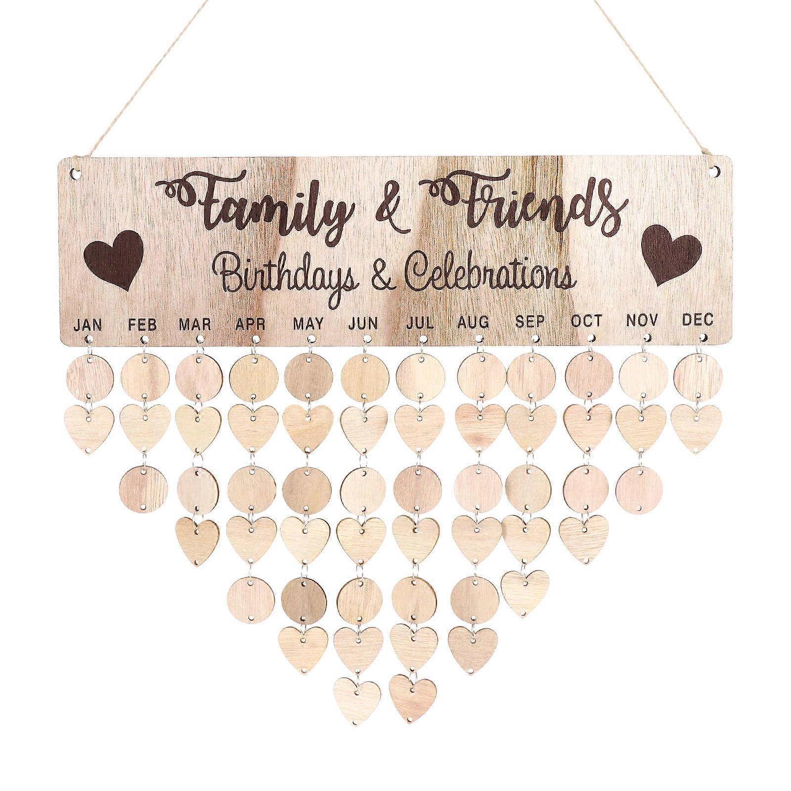 Erasable Calendar Board for Wall Diy Wooden Calendar Reminder Plaque Home Family Party 40.00X11.00X0.50CM Date Tracking 1 Set