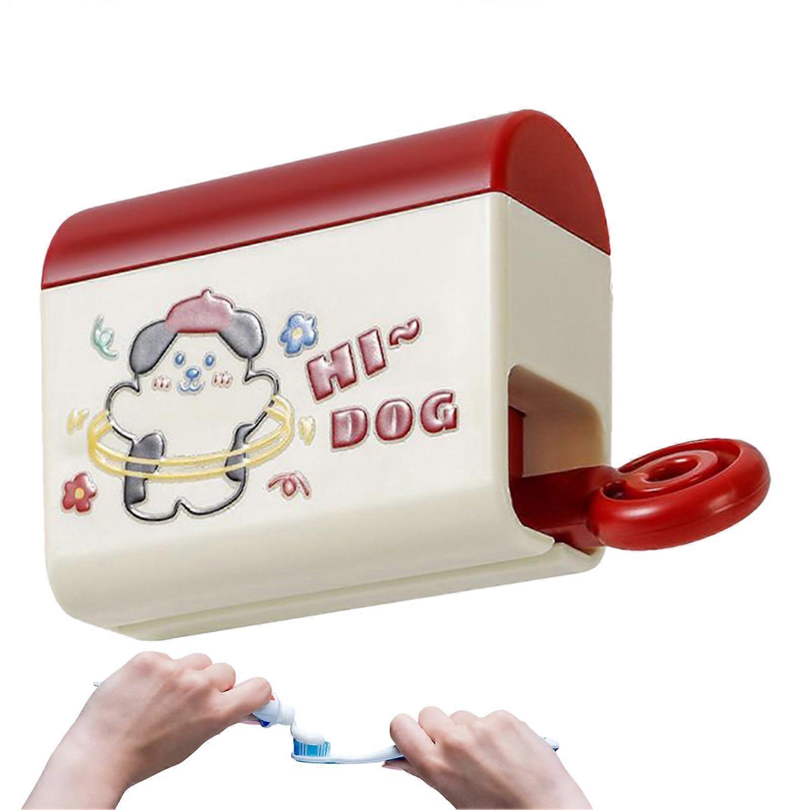 Toothpaste Dispenser Tube Squeezer Multifunctional Bathroom Storage Puppy-Style Design ABS Plastic Wall-Mount