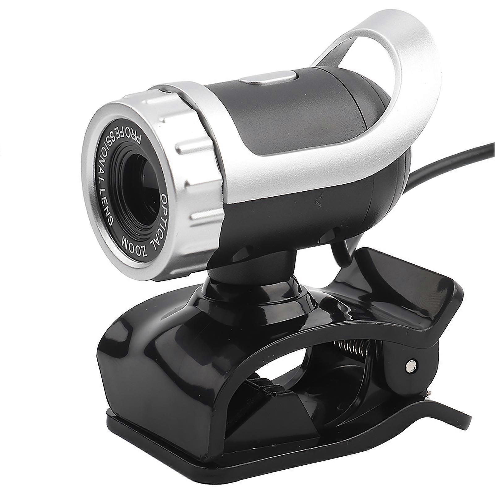 12MP HD Clip-on Webcam with 360° Rotating Stand and Built-in Microphone for PC Silver