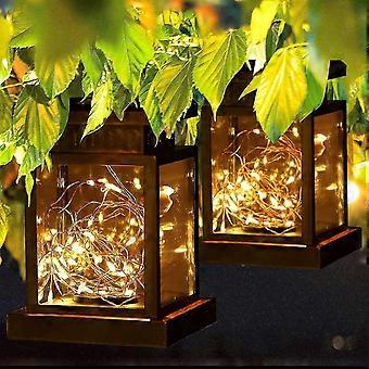 Pacchetto di 2 lanterne solari per esterni, 30led Mini lanterna solare appesa per esterno, lanterna solare per appendere all'aperto, lampade solari impermeabili Ip44 F