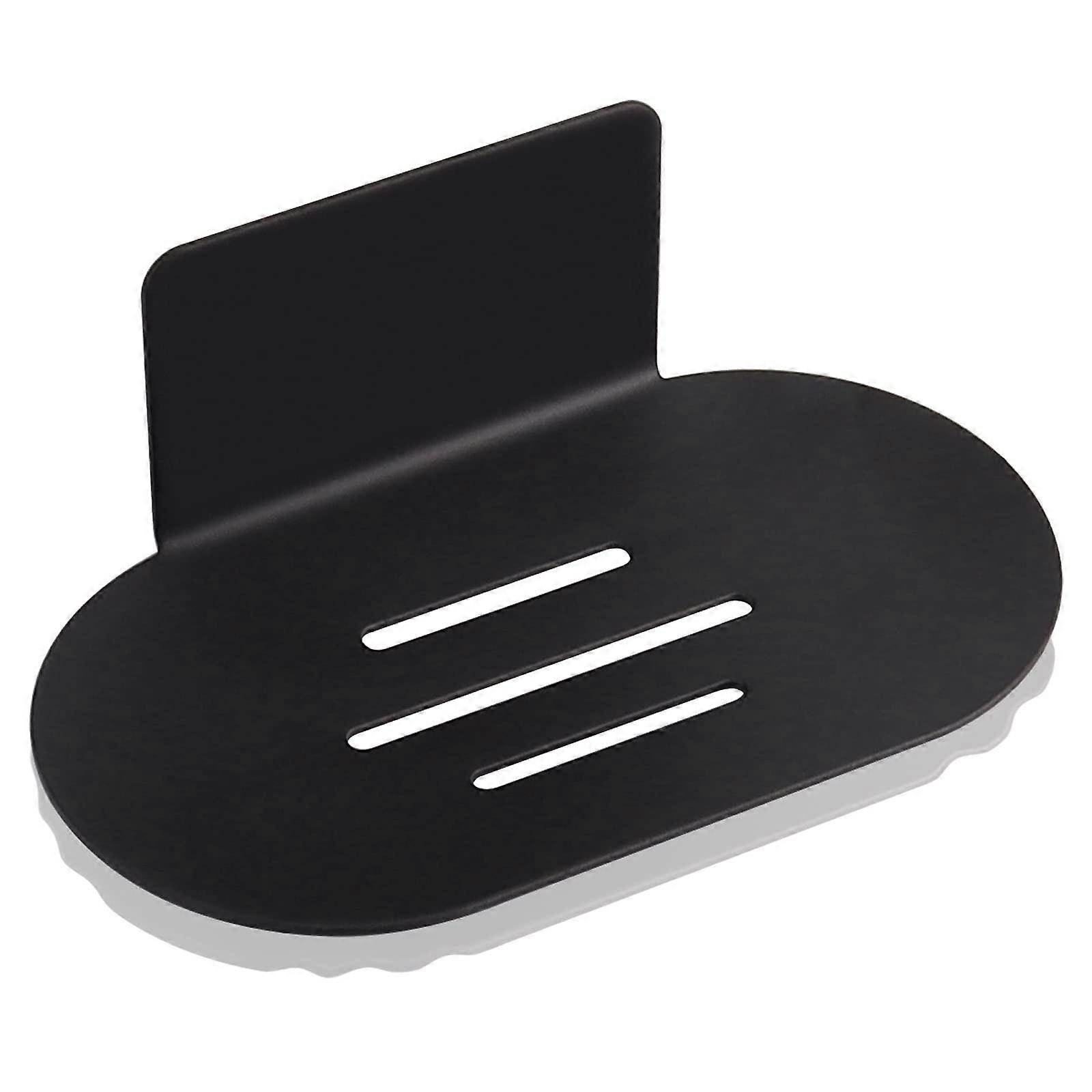 Stainless Steel Soap Holder, Black Rectangular Soap Dish with Drain,