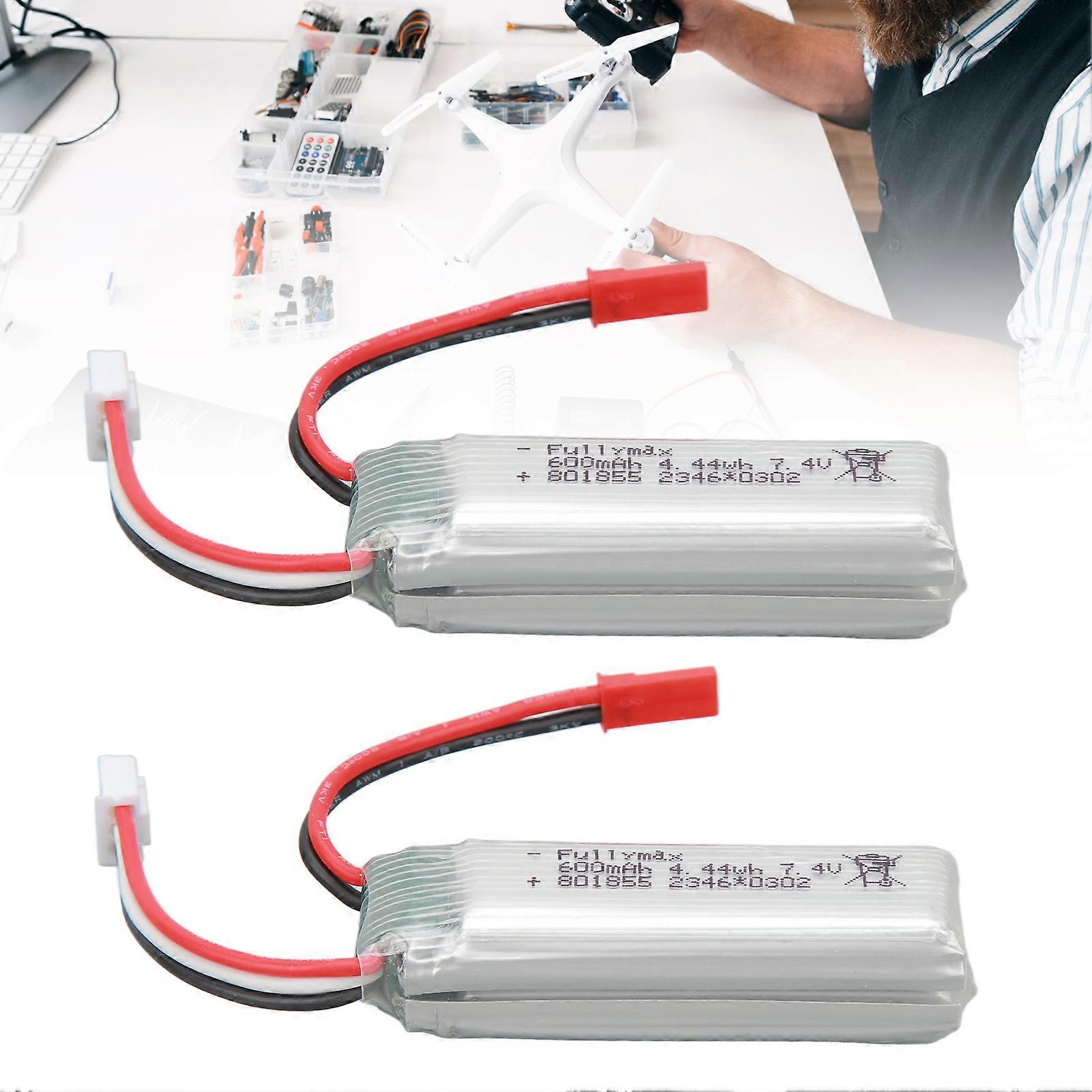 2PCS RC Airplane Lithium Battery 7.4v 600mah RC Airplane Replacement Batteries for WLtoys XK A280 RC Airplane