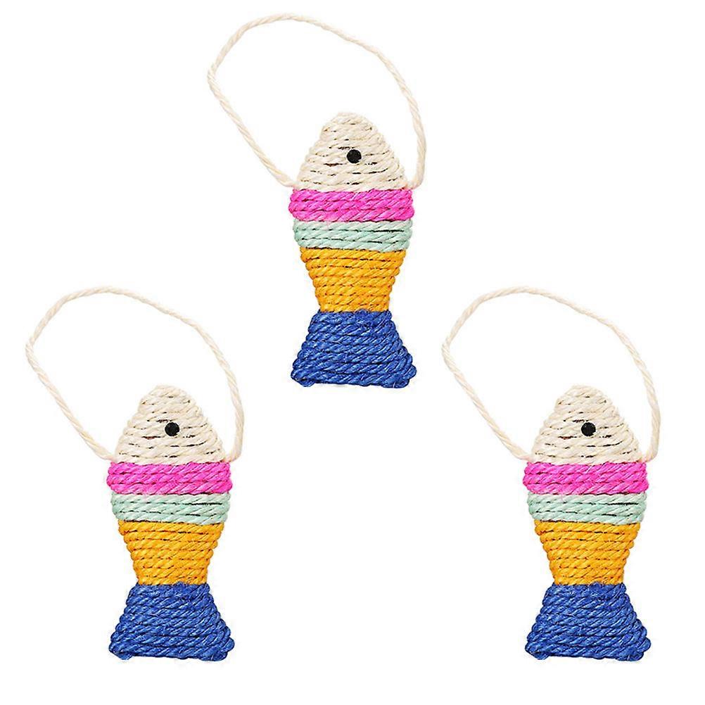 Cat Grinding Claw Toy Pet Cat Sisal Toy Indoor Play Fish Shape Random Color 3Pcs