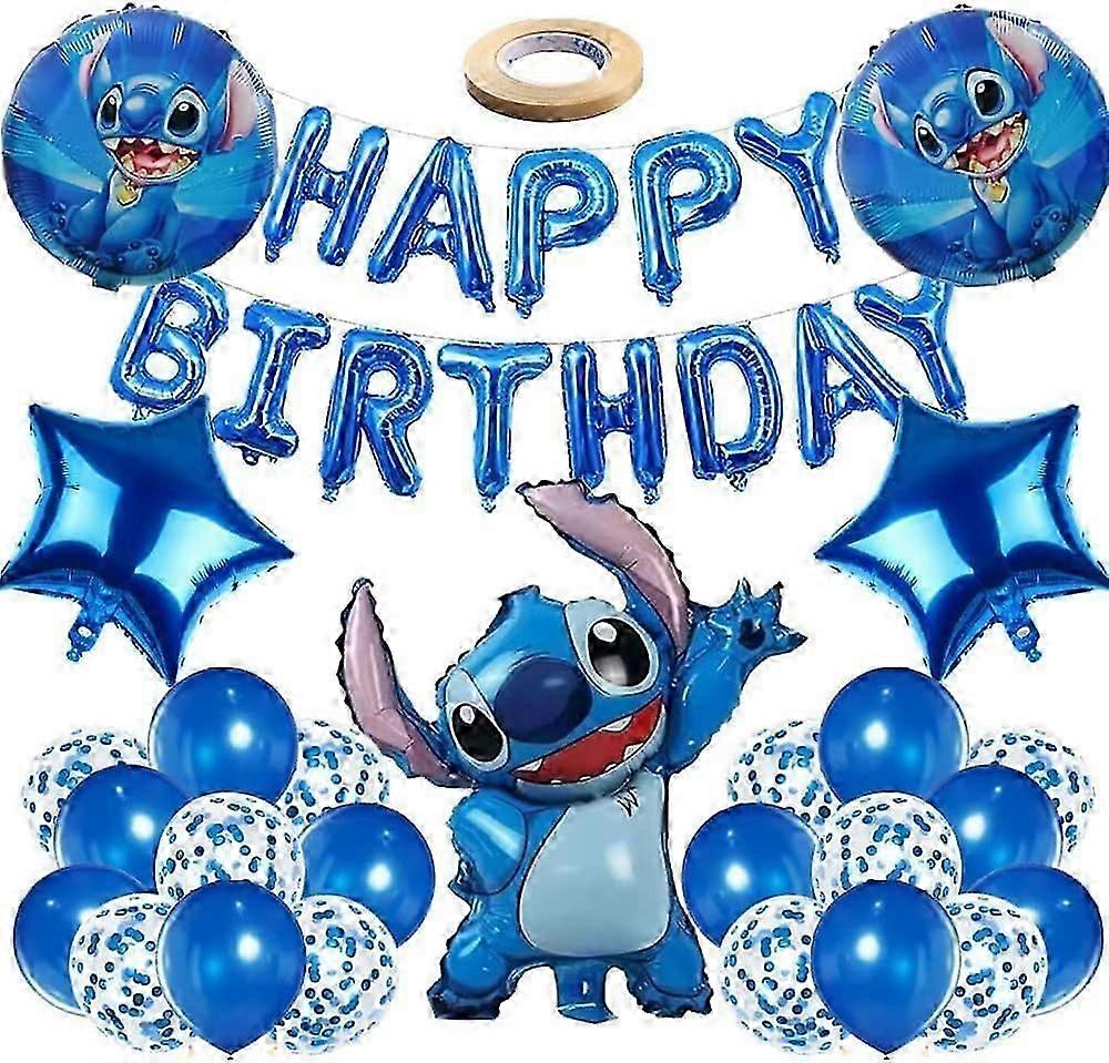 Lilo Birthday Party Theme Decoration Kit |Stitch Happy Birthday Banner |Confetti Balloons| Blue Birthday Party Decorations | Cartoon