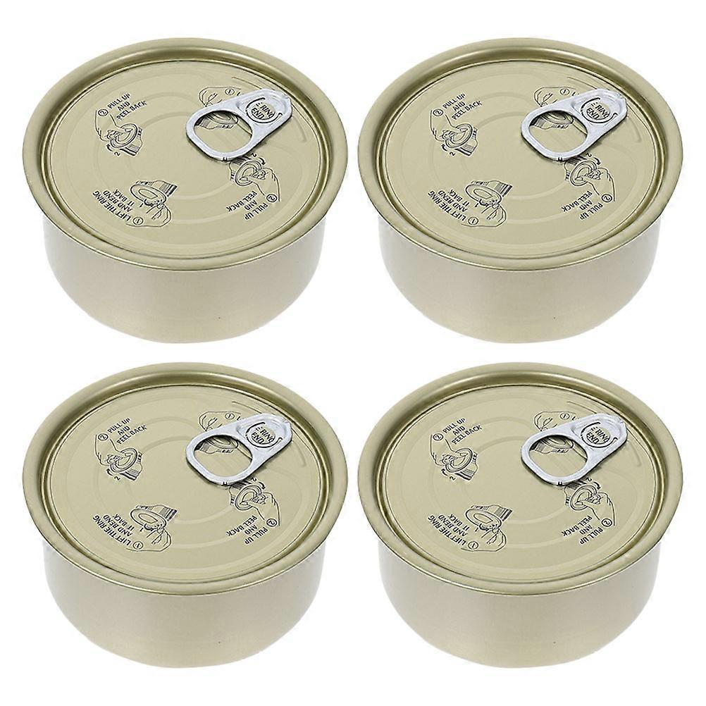 Lunch Meat Container Empty Cans Food Storage Can Airtight Cake Container Iron Round For Daily Use 8.30X8.30X3.80CM 4Pcs