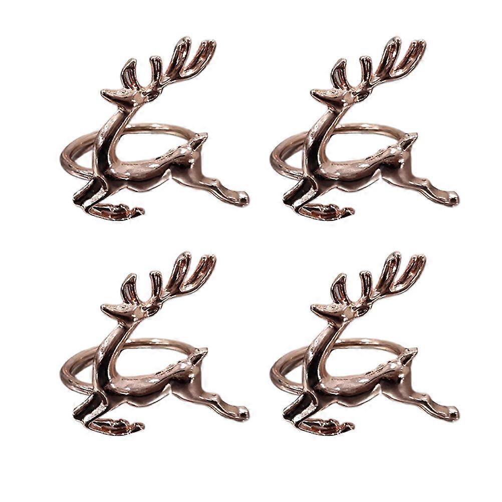 Modernist Napkin Rings Elk Shape Elegant Table Decoration Rose Gold 6*6cm 4Set