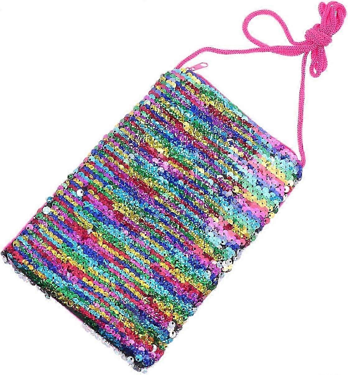 Sequin Crossbody Bag - Reversible Glitter Messenger Bag (Black)