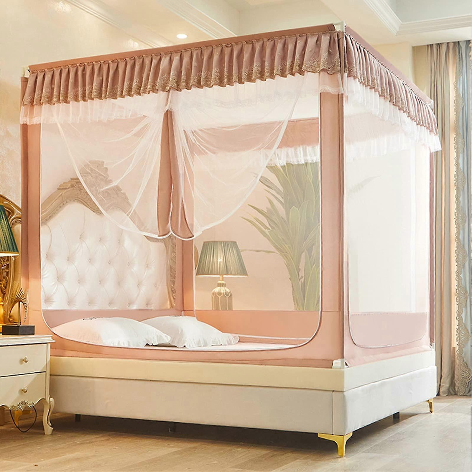 Mosquito Net Bed Anti Mosquito Canopy Camping Tent with 3 Side Doors 100% Polyester Curtain Net Bedding Yurt Camel 180 x 200 x 170 cm