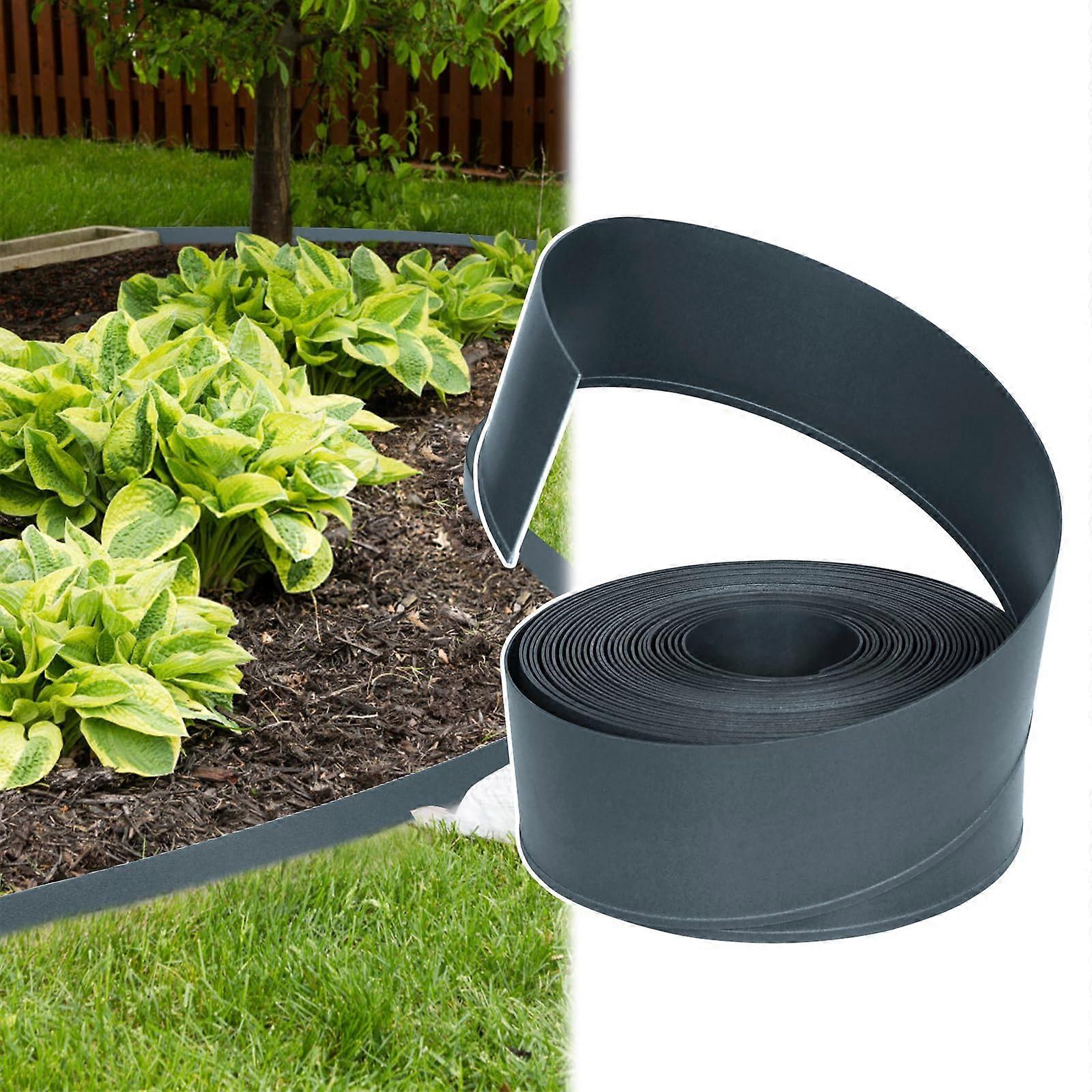 Lawn Edging Plastic 20m Flower Bed Border with Connection Point (Anthracite) 20M