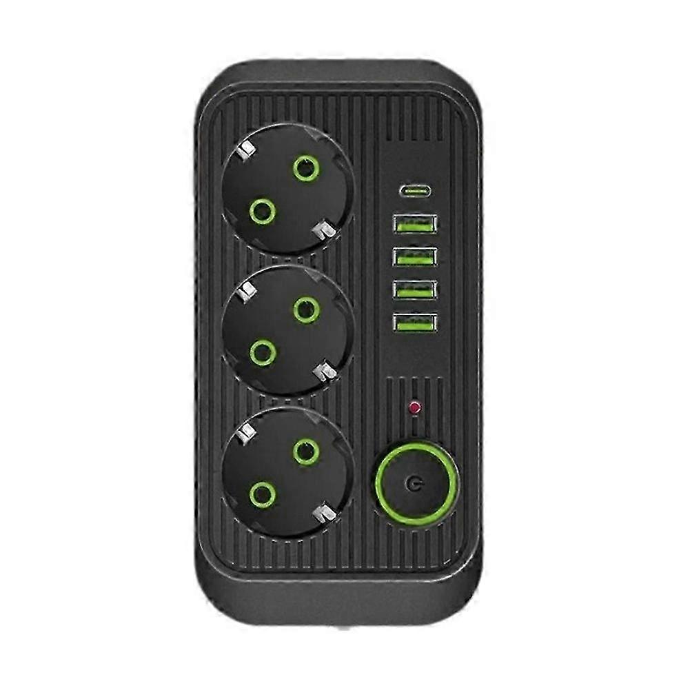 Multitap Power Strip with USB & Type C Power Socket and 3 Meter Extension Cord EU Plug Black