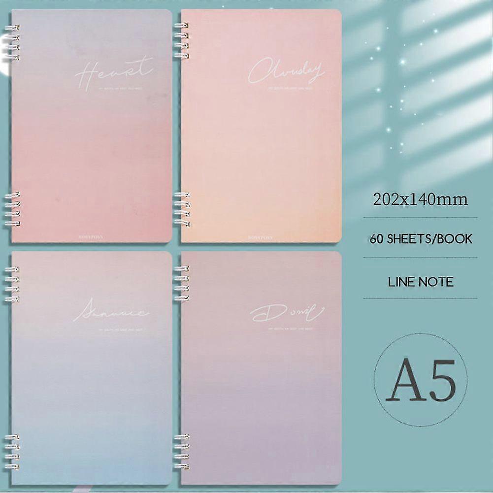 Set of 4 Aesthetic Spirals Notebooks A5 Size for Students Artists Professionals Journaling Note-Taking Office
