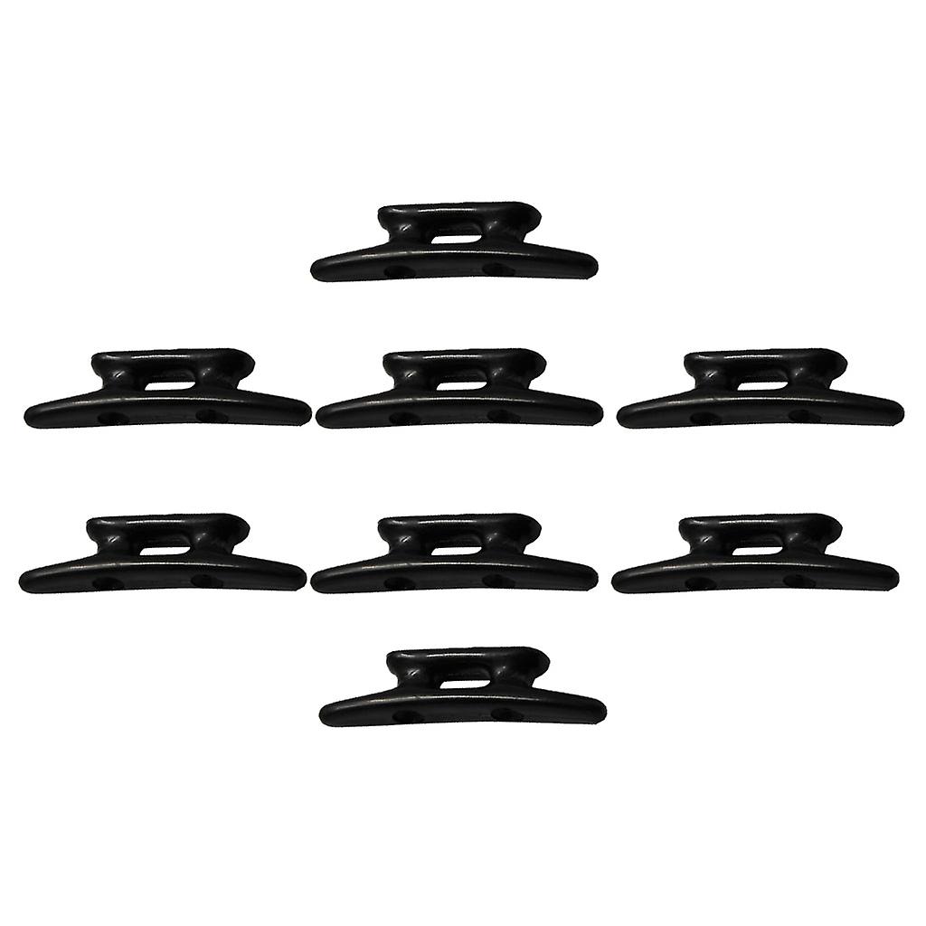 8Pcs Marine Boat Nylon Cleat 3 Inch Kayak Yacht Black 2 Holes Small Size 76mm Black Anchor Cleat Edge Open Base Dock Cleat Duty