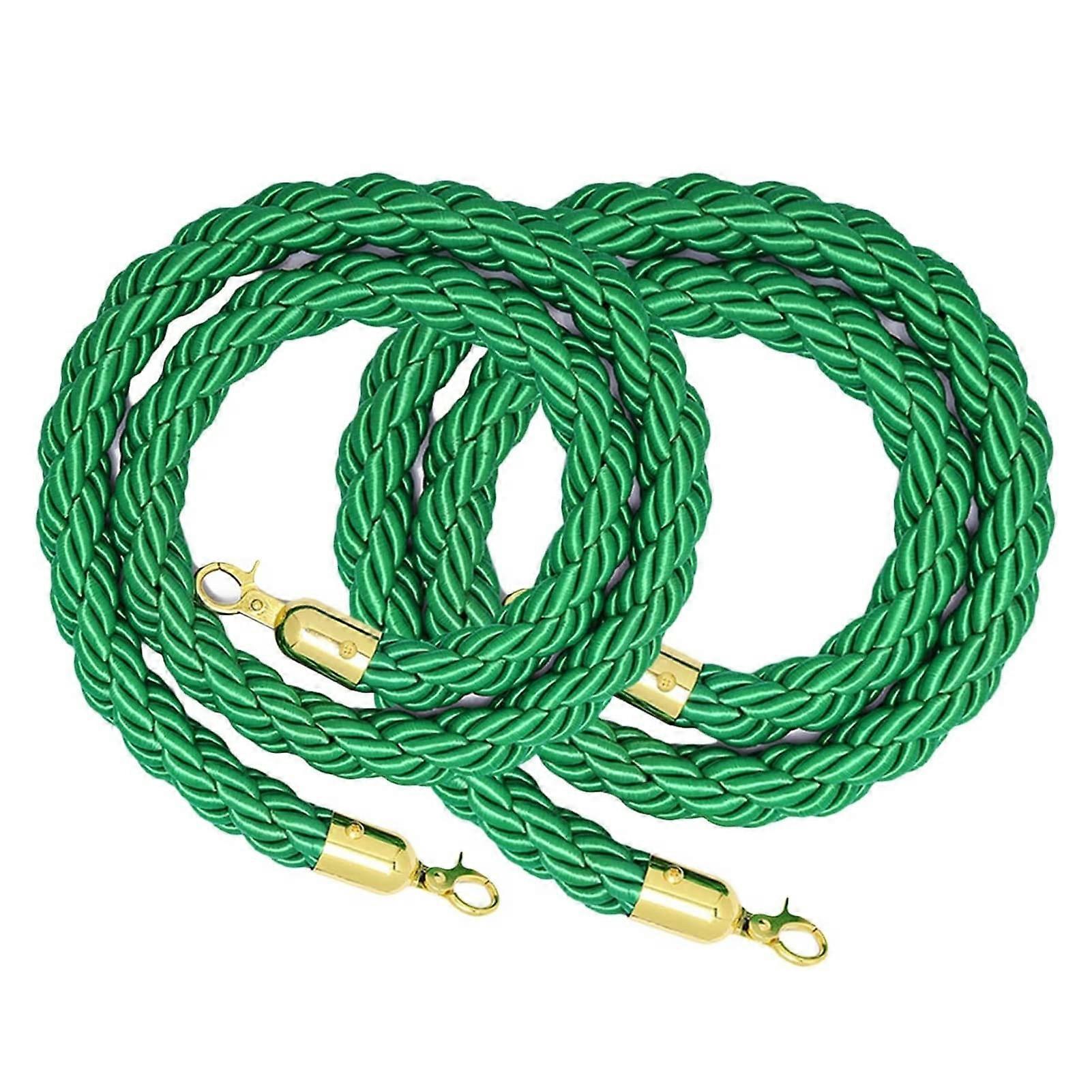 Crowd control barrier rope, VIP stands for parties/picnics, hanging braided ropes with golden hooks, 2 pieces – airports, hotels, banks