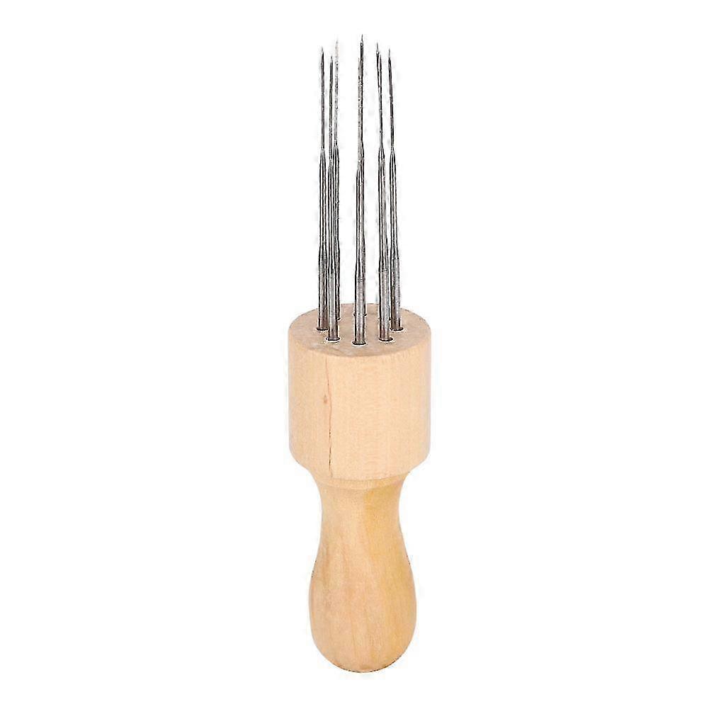 Portable Wooden Handle 8 Needles Wool Felting Tool for DIY Felting