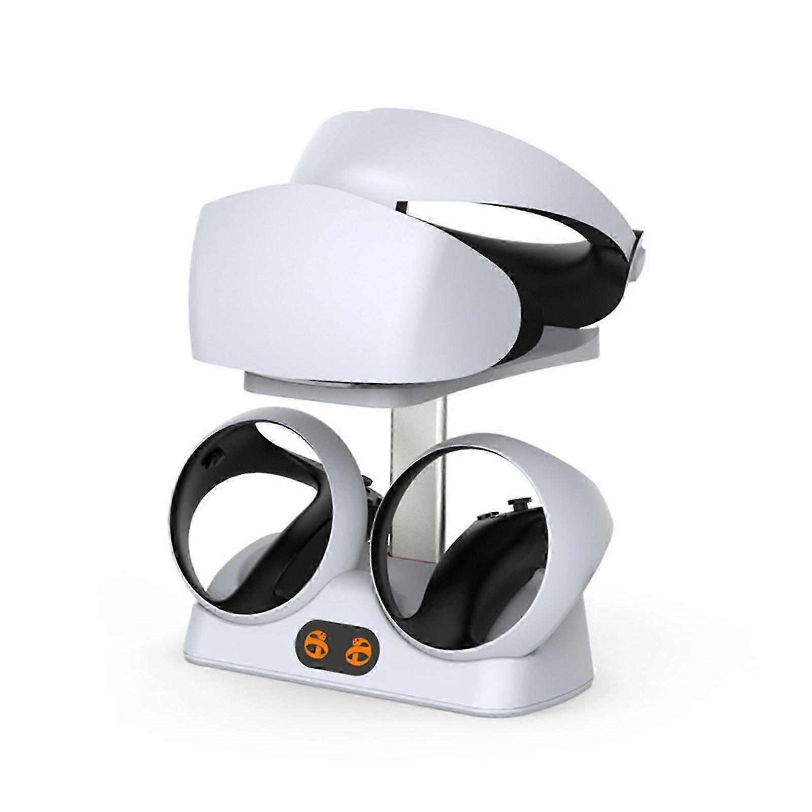 Controller Charging Station for PSVR2, Dual Fast Charging Dock with LED Light, Headset Display Stand and Controller Mount