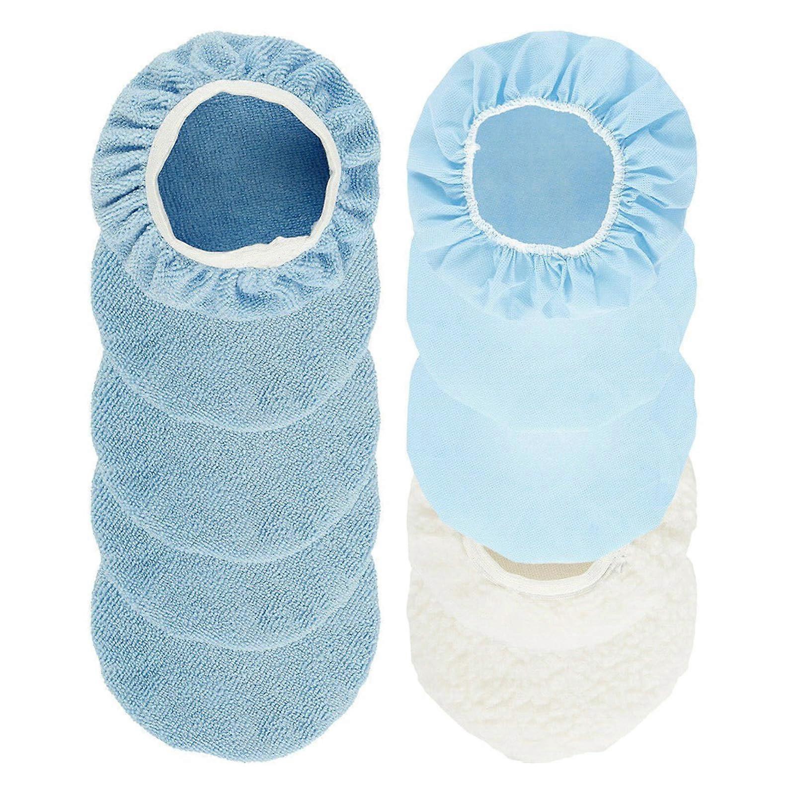 10 Pack Microfiber Wool Polishing Pads for 22.9cm and 25.4cm Car Polishers, Compatible Car Waxing and Washing Buffing Pads