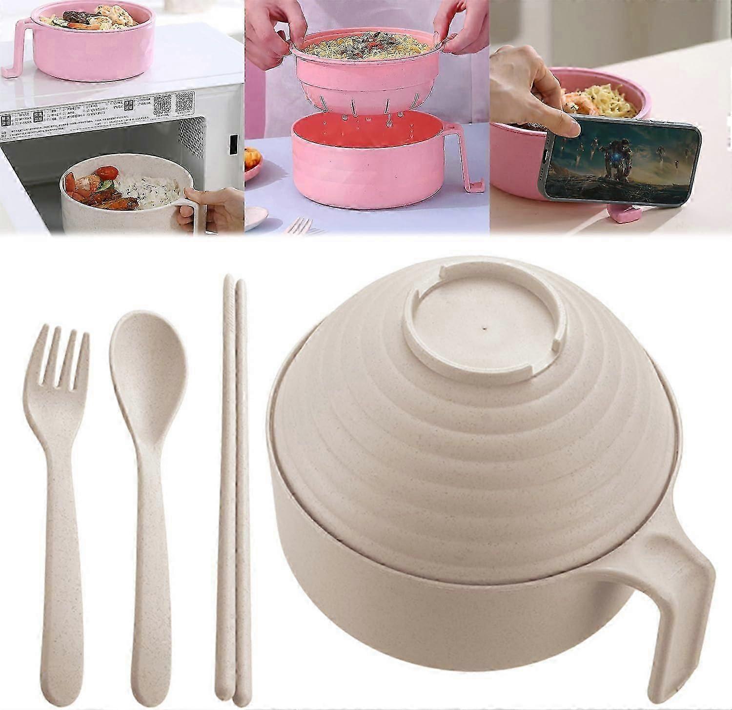 Microwave Ramen Bowl Set, Ramen Noodles Bowl With Chopsticks, Ramen Bowl Microwavable, Ramen Microwave Bowl, Microwave Ramen Cooker Bowl with Lid 0619