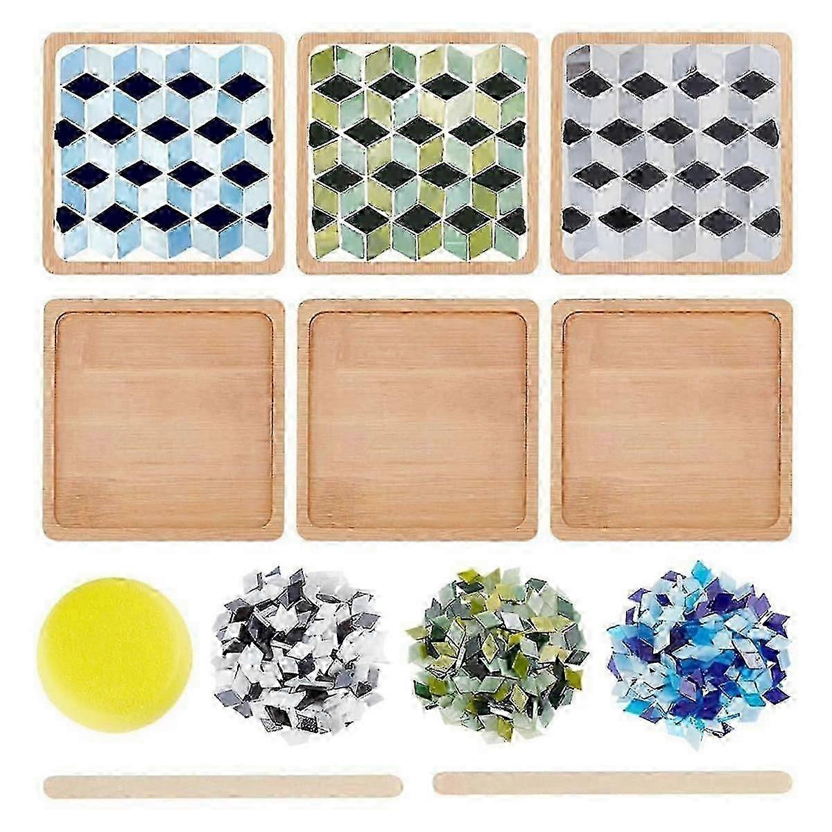 DIY Mosaic Coaster Kit with Rhombus Tiles for Adults