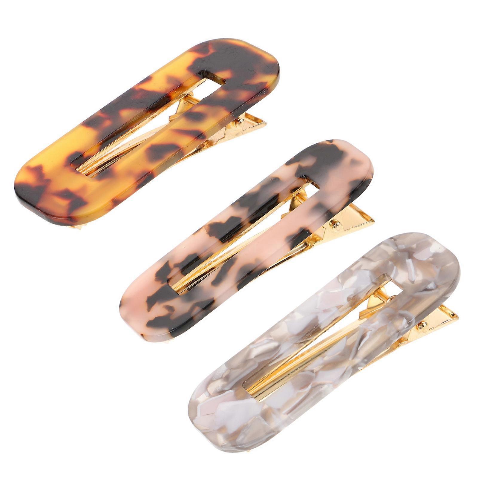 3pcs Durable Hair Clips Leopard Marble Pattern Bobby Pins Stylish Side Barrettes for Daily Travel Use