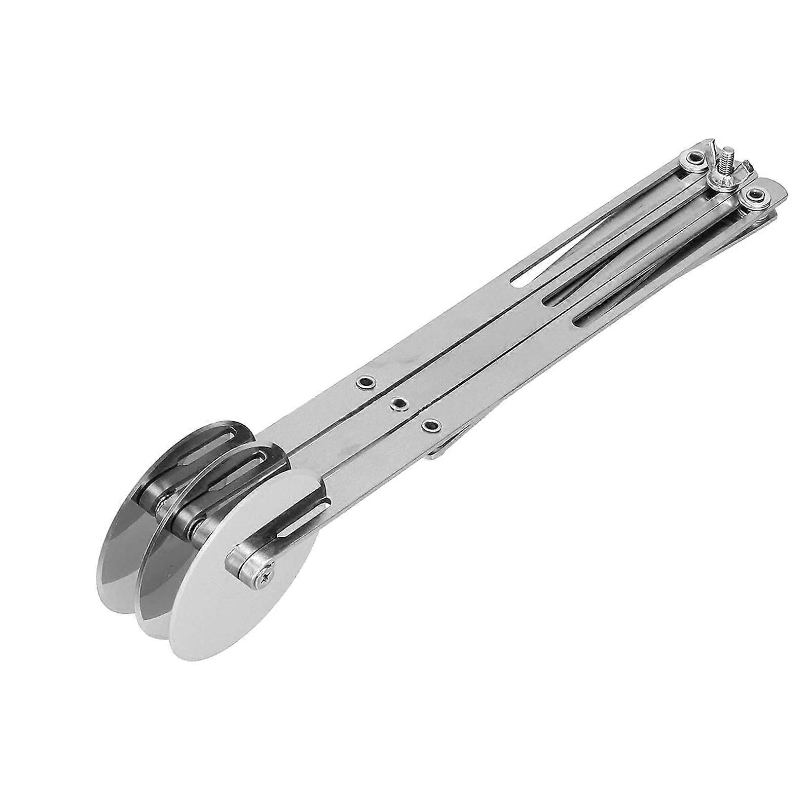 Adjustable Pastry Cutter with Handle, 3-Wheel Stainless Steel Pizza Cutter for Baking, Multi-Round Dough Roller, Silver
