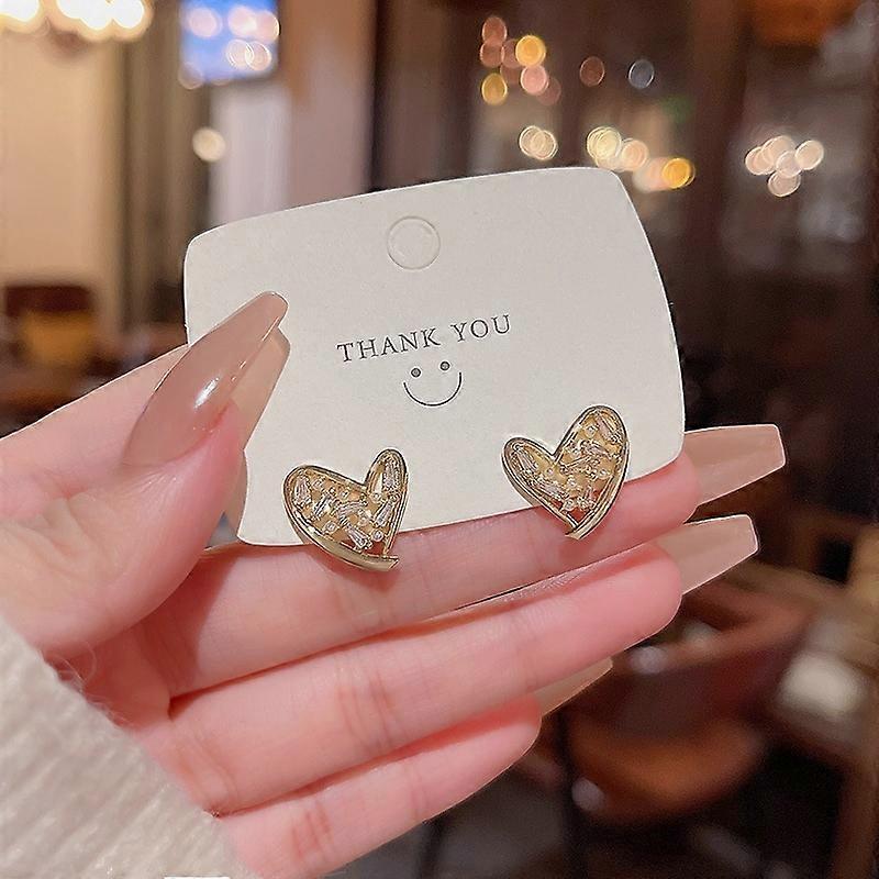 Heart Pearl Earrings Zircon S925 Silver Studs