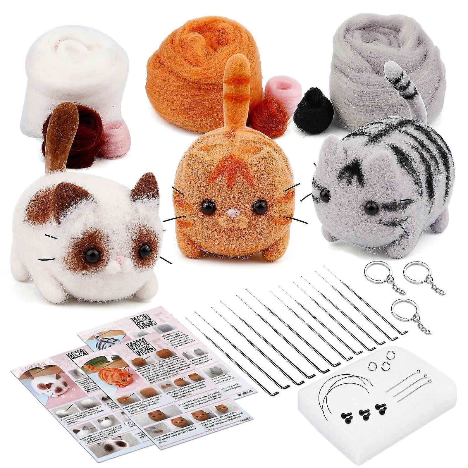 Needle felting sets, animal felting starter kits with needle and tools