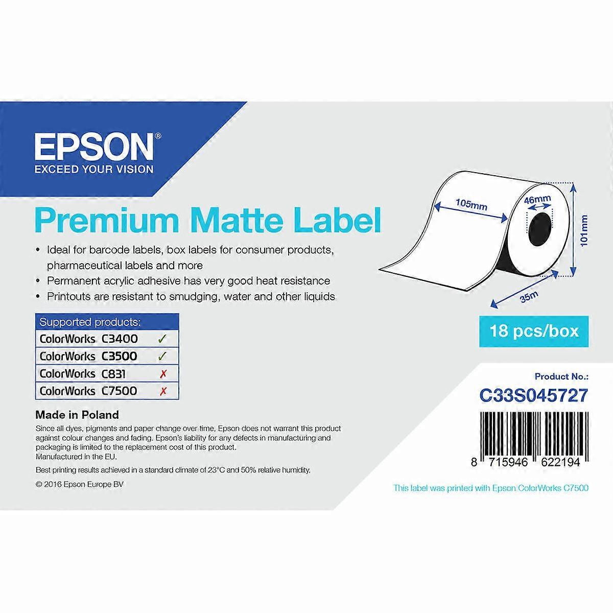 Printer Labels Epson C33S045727 White 46 mm (1 Unit)