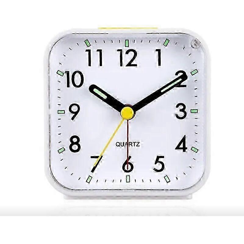 Alarm Clock Silent Non-Ticking Analog Alarm Clock, Gentle Wake Up, Beeps, Volume Up, Snooze and Light Functions Battery Operated, Easy Set, White
