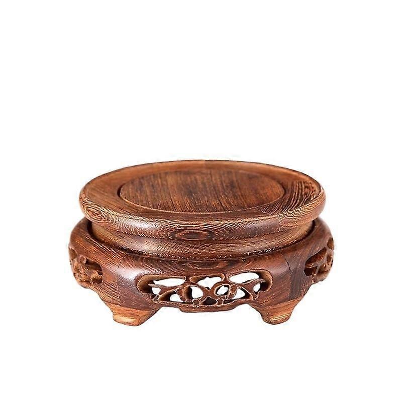 Vase Bonsai Ornament Base Round Solid Wood Vase Buddha Statue Fish Tank Flower Pot Wooden Flower Stand Tray Frame Living Room Display Stand Base