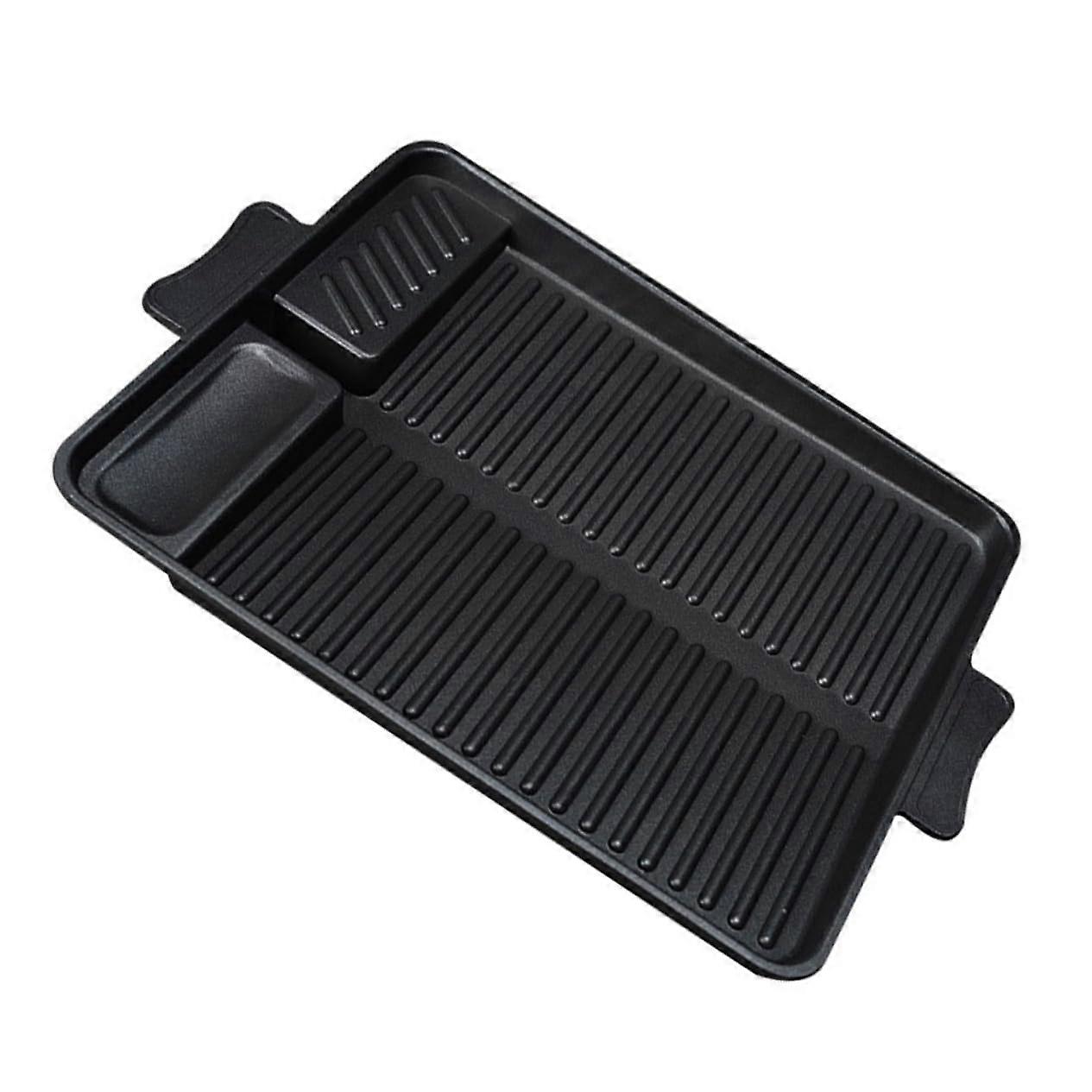 Rectangular Non-Stick Grill Plate For Pizza Baking Pan - Durable Outdoor BBQ Accessory For Gas Stoves