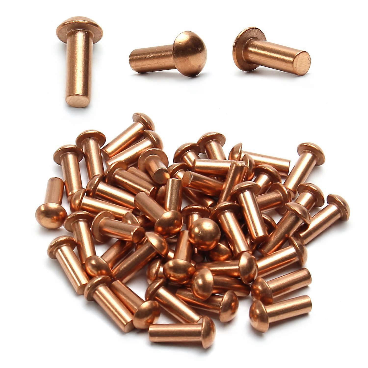 Copper Pop Rivets with Round Head, 50 Pack M5, 5x30mm, 0.2 Inch Diameter x 0.55 Inch Length for Electrical Applications