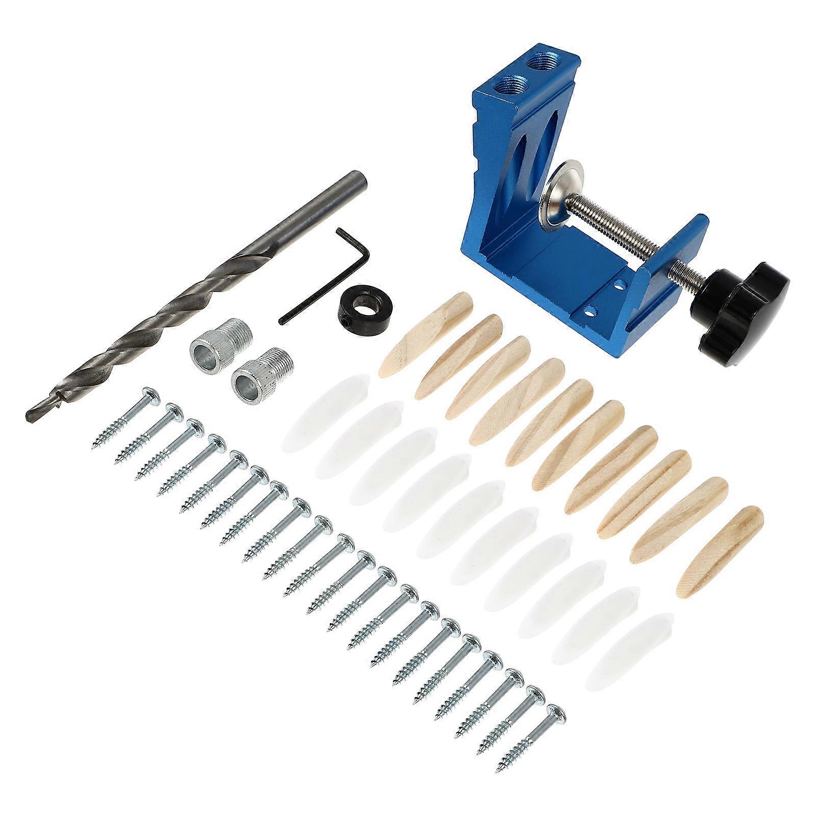 Blue Adjustable Oblique Hole Locator for Woodworking Carpenters with Compact Design and Aluminum Alloy Durability 1pcs
