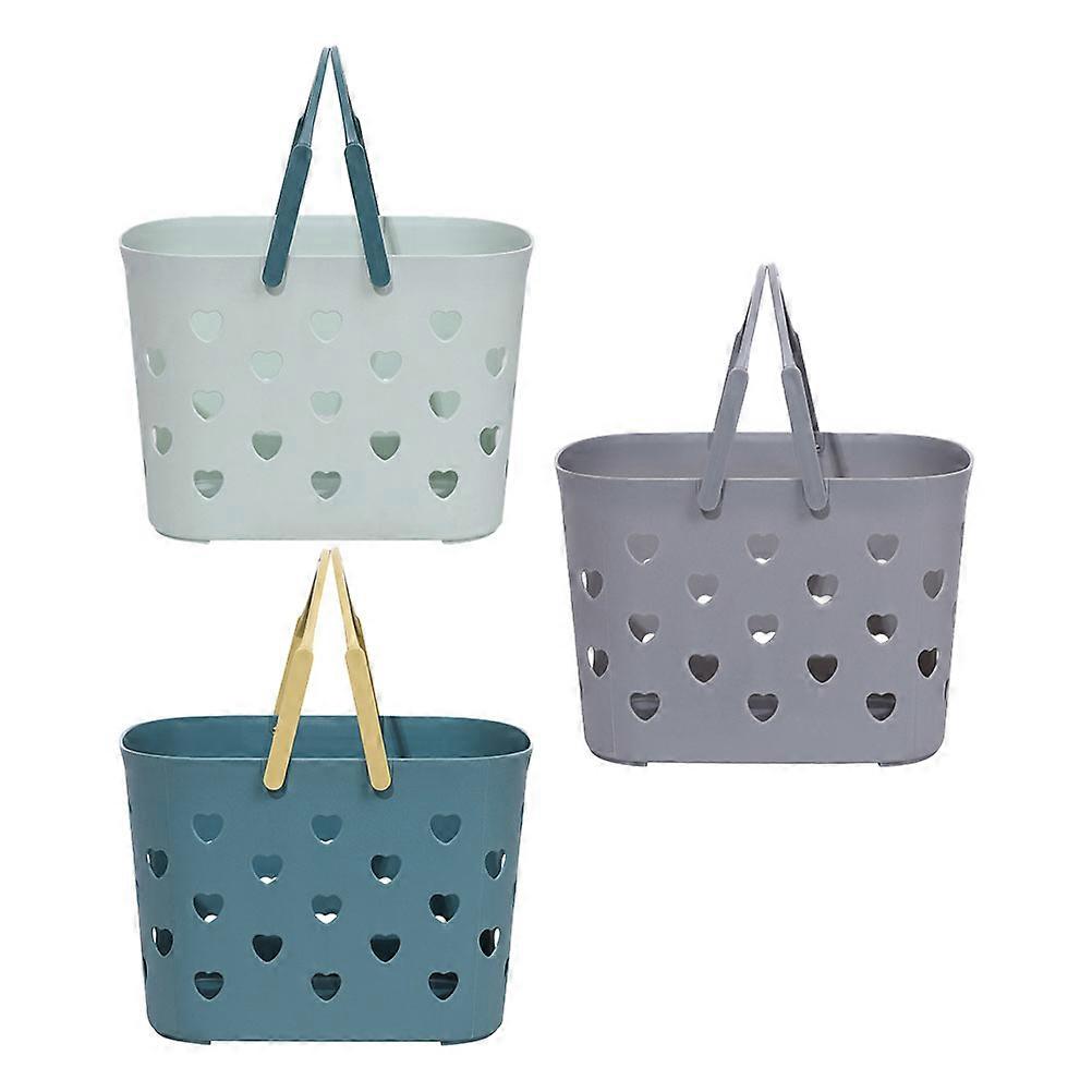 Heart Shaped Handheld Shower Storage Baskets with Double Handles Plastic Bathroom Organizers for Shampoo and Toiletries Multipurpose Use for