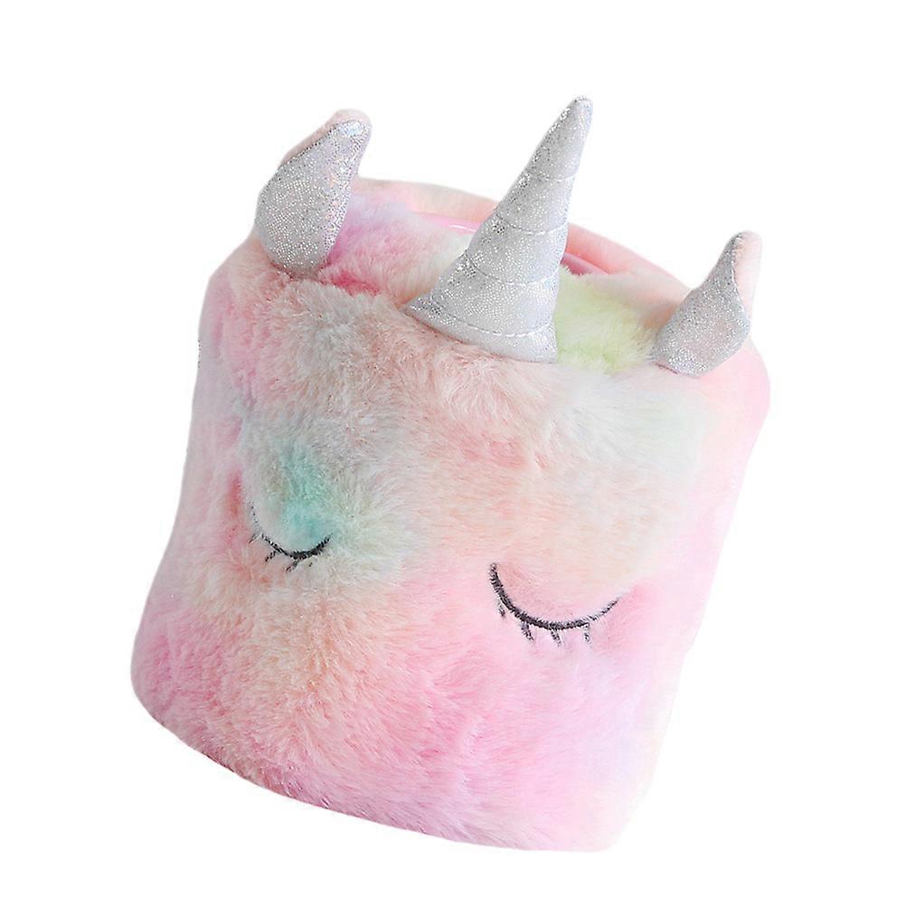 Round Unicorn Tissue Container Plush Cotton Decoration In Pink Color 1Pc Size 11x11x12cm