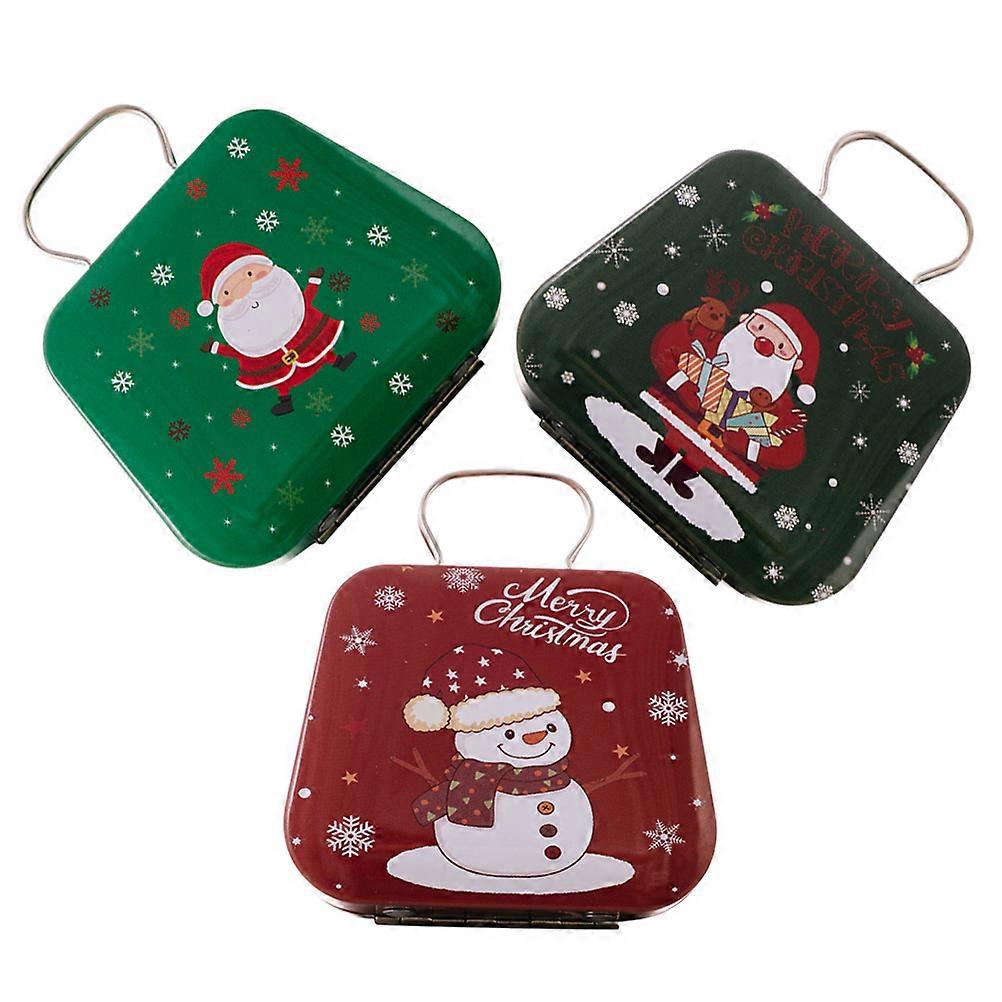 Christmas Cookie Tins With Lid Storage Holder Compact Size Assorted Color 3Pcs