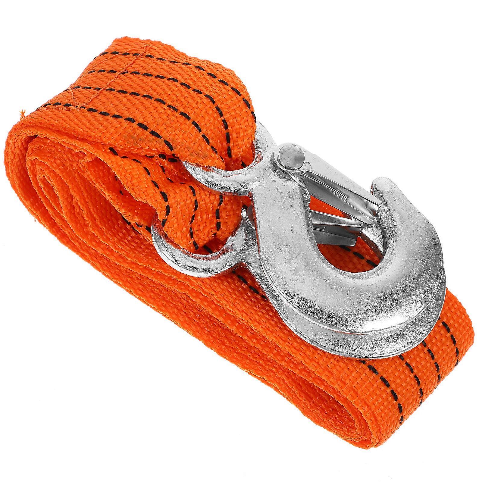 Truck Tow Strap Heavy Duty Car Tow Dolly With Hook For Vehicle Towing Orange 400.00X8.00X1.00CM High Load-Bearing Capacity 1Set