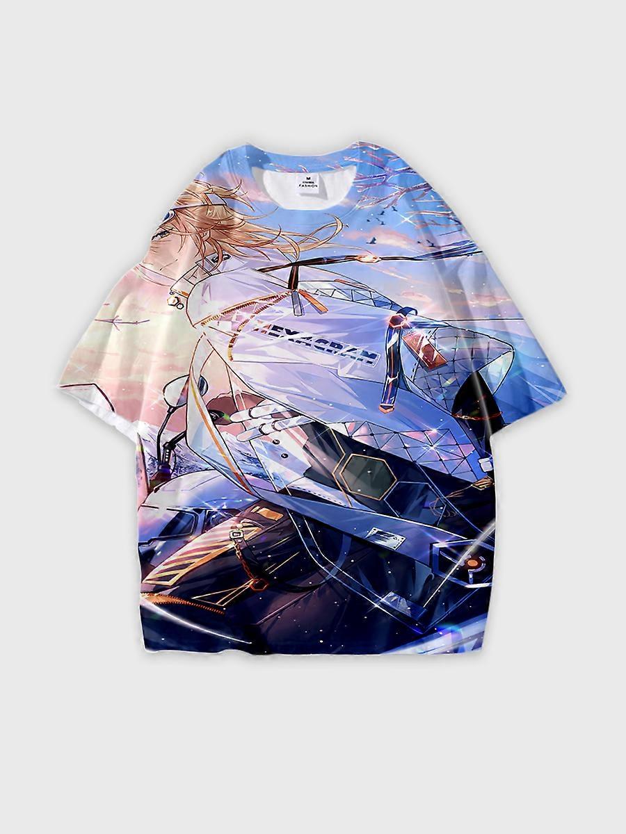 T-shirt round neck Role Pattern loose short sleeve E3685