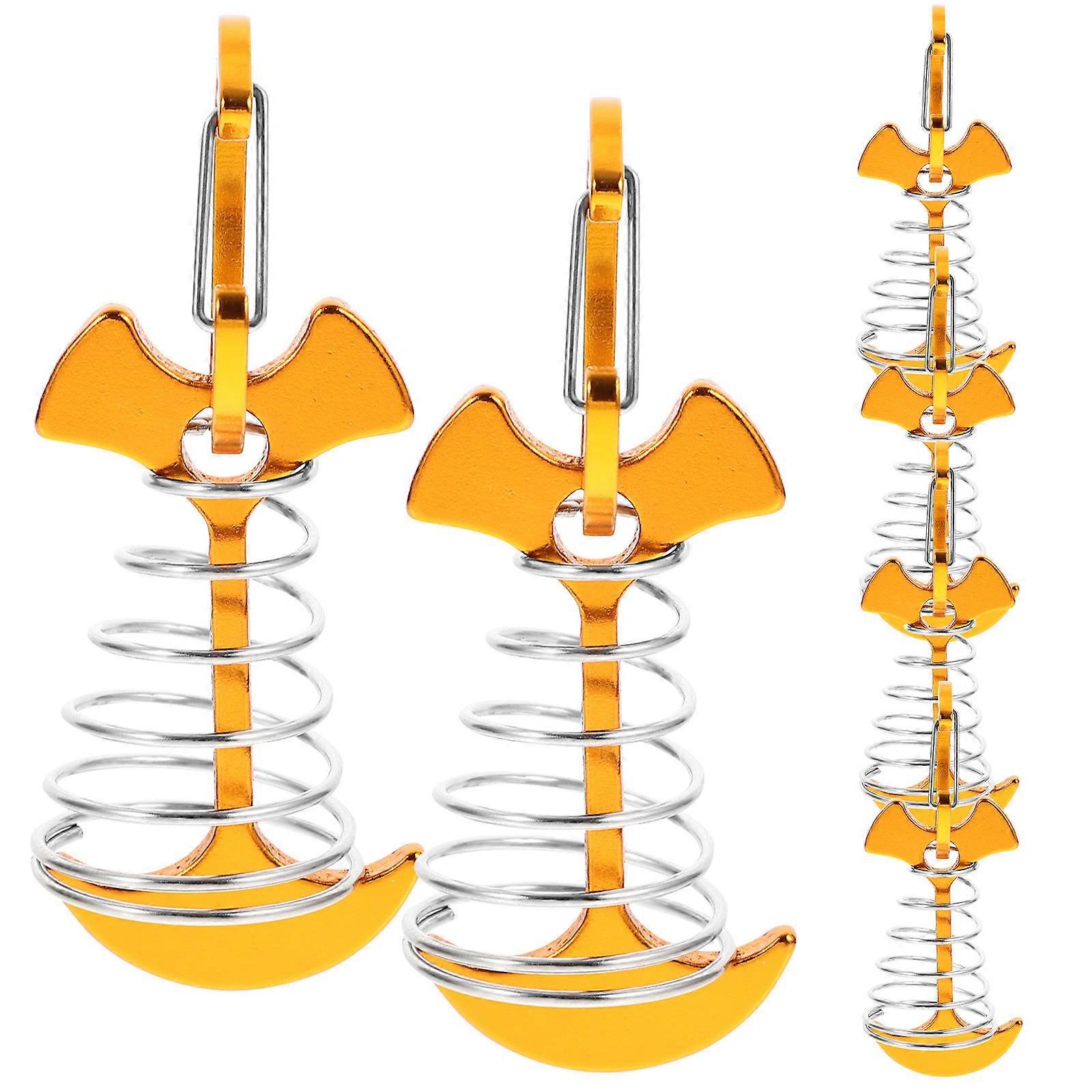 Yellow Tent Pegs in Fish Bone Shape for Outdoor Use Safe Aluminium Alloy Material 6 Sets