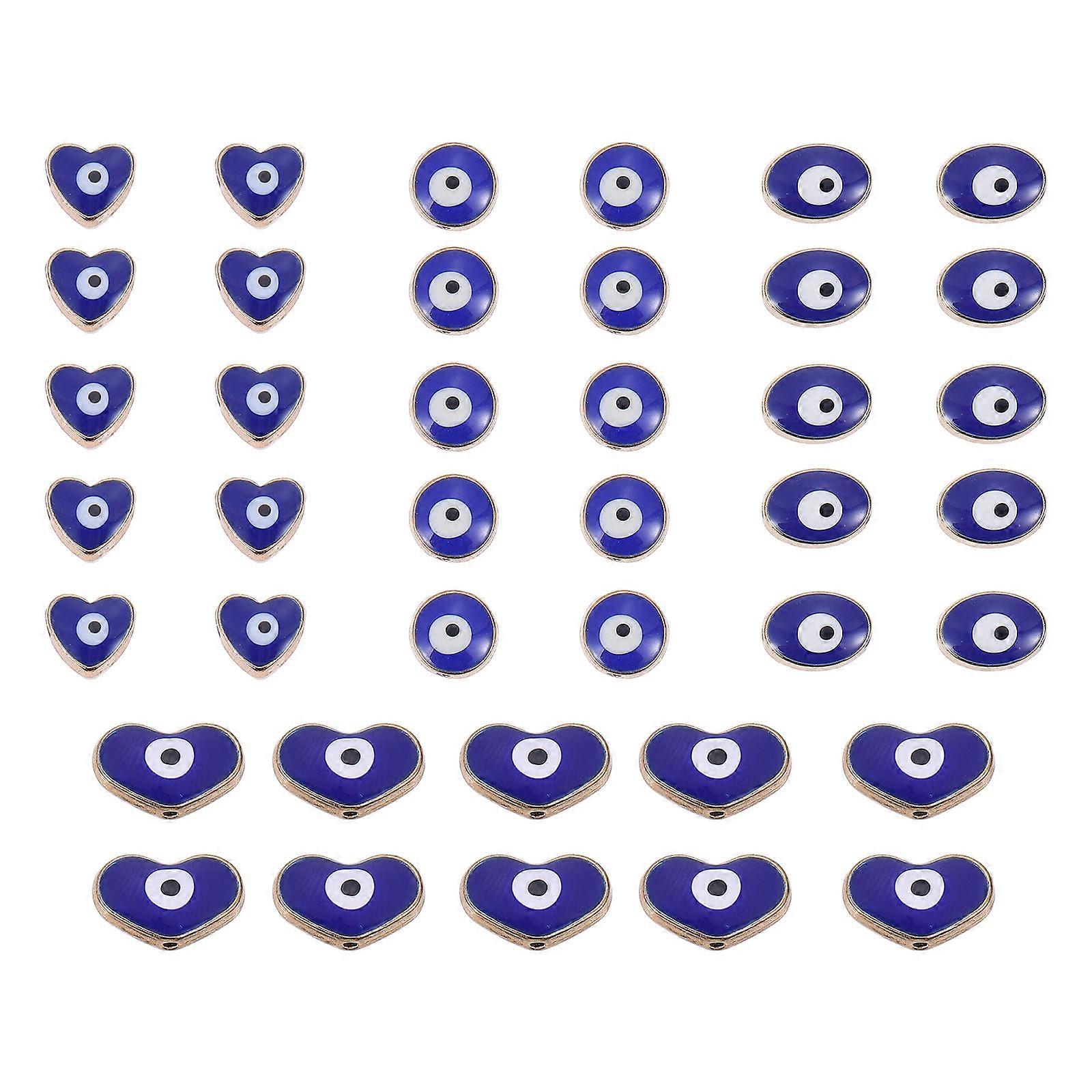 Small Beads For Bracelets Evil Eye Designed Beads Diy Jewelry Making Supplies Handicraft Enthusiasts 1.4X0.7CM Blue Round 40Pcs