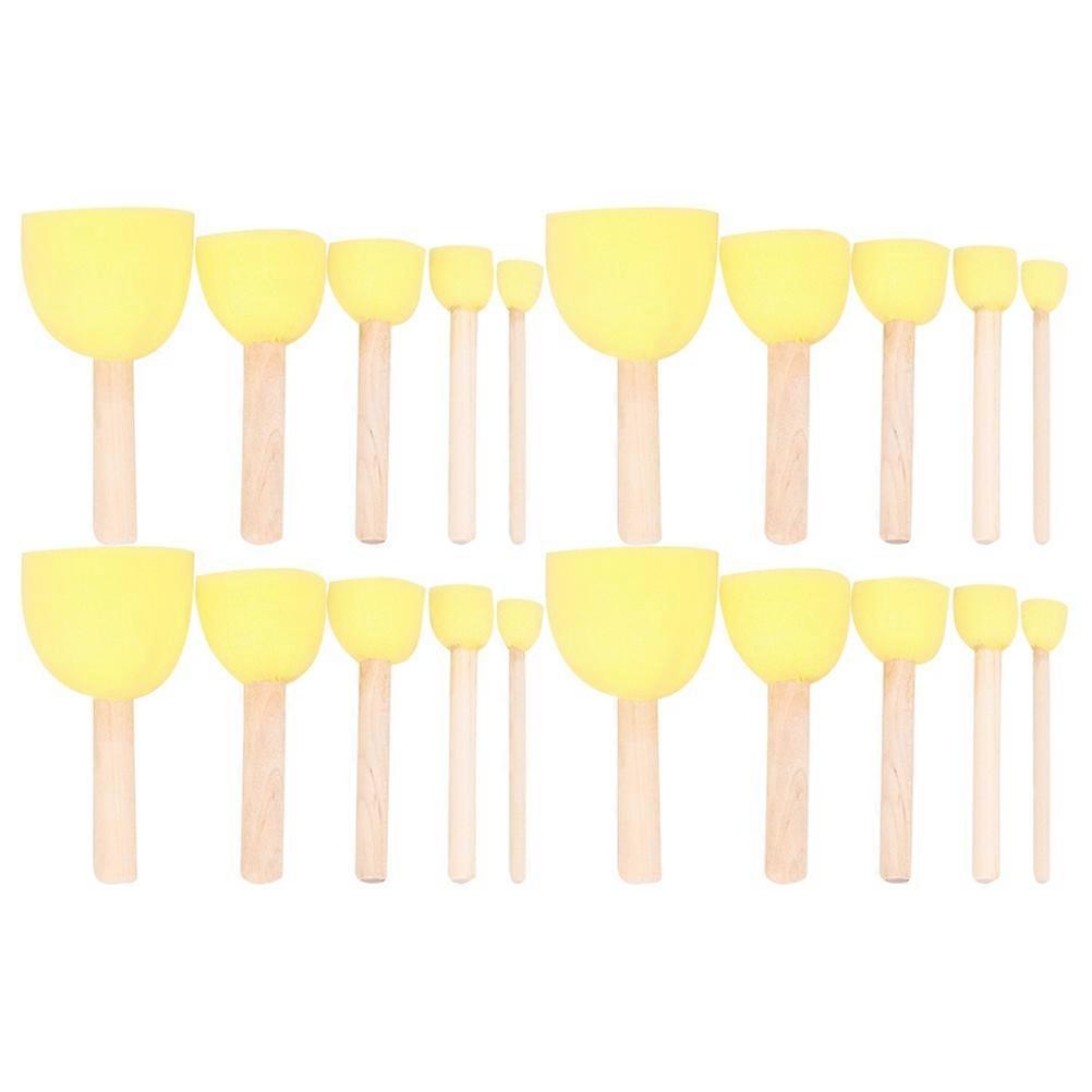 Children Drawing Tool Sponge Brush Set for Kids 20Pcs Yellow 2x8.8cm DIY Graffiti Painting