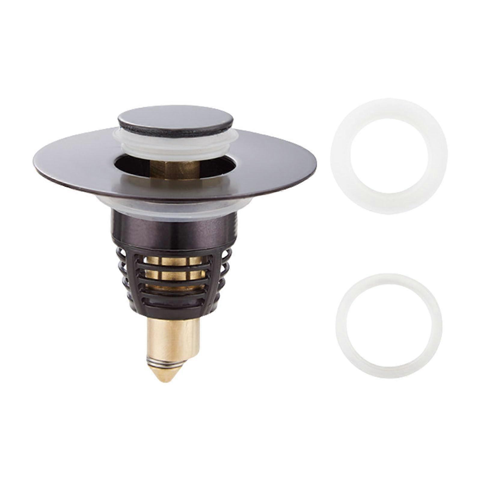 Sink Plug and Drain Strainer for Bathroom Sink, Brass, Fits 25mm to 46mm, Chrome Finish, Compatible with Standard Wash Basins